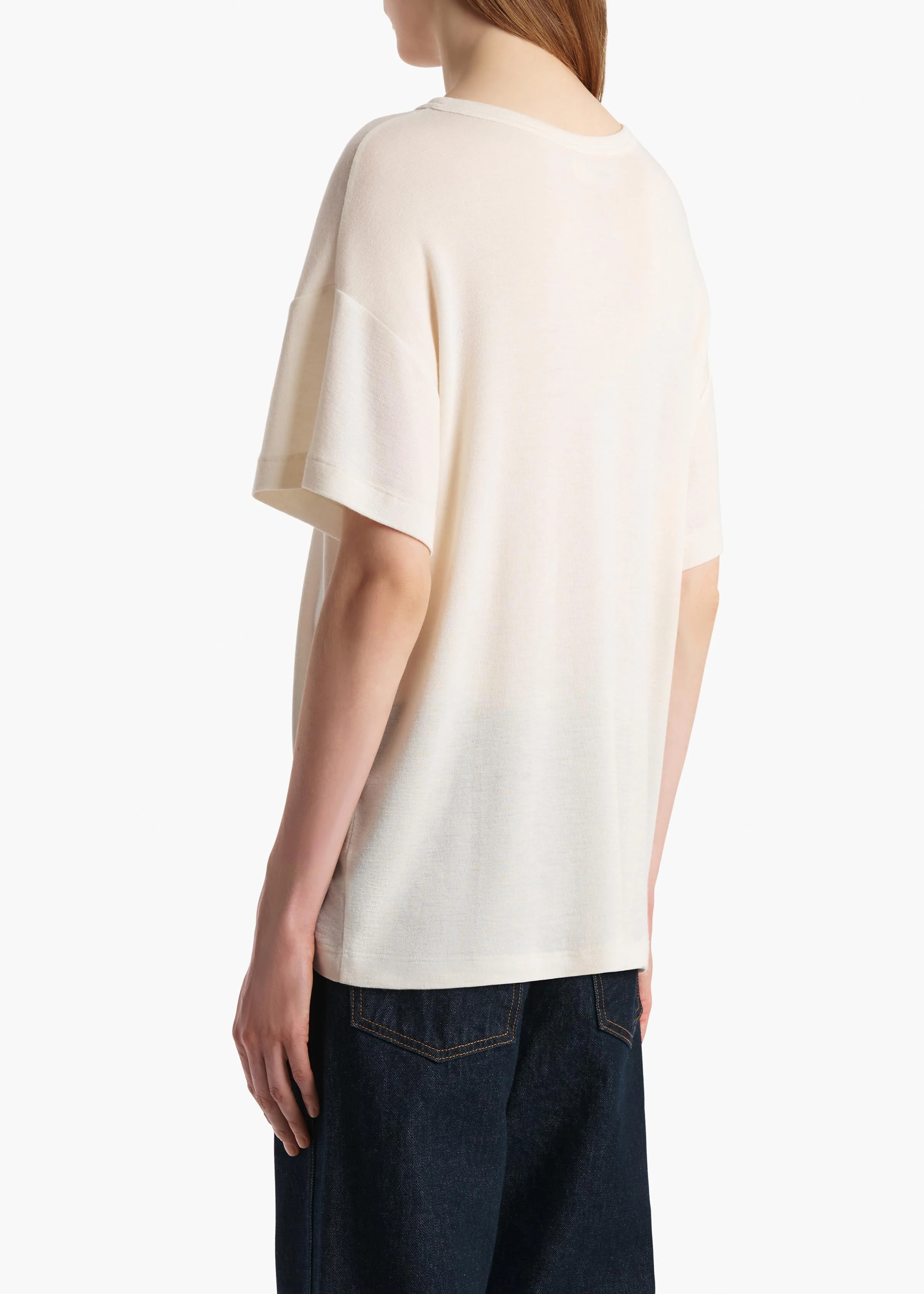Khaite - Maeve T - Shirt in Cream Silk Cashmere Jersey - Image 4