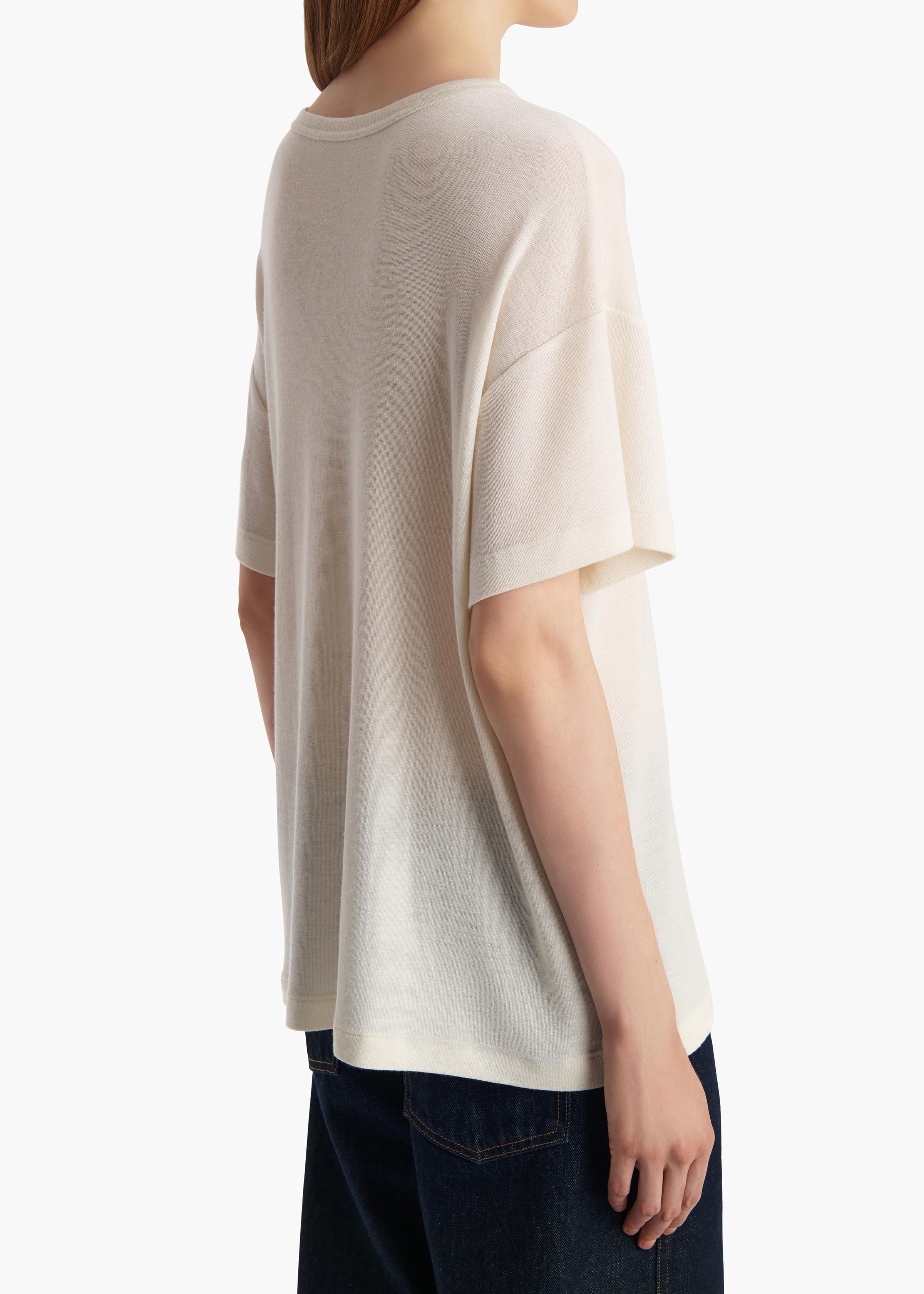 Khaite - Maeve T - Shirt in Cream Silk Cashmere Jersey - Image 5