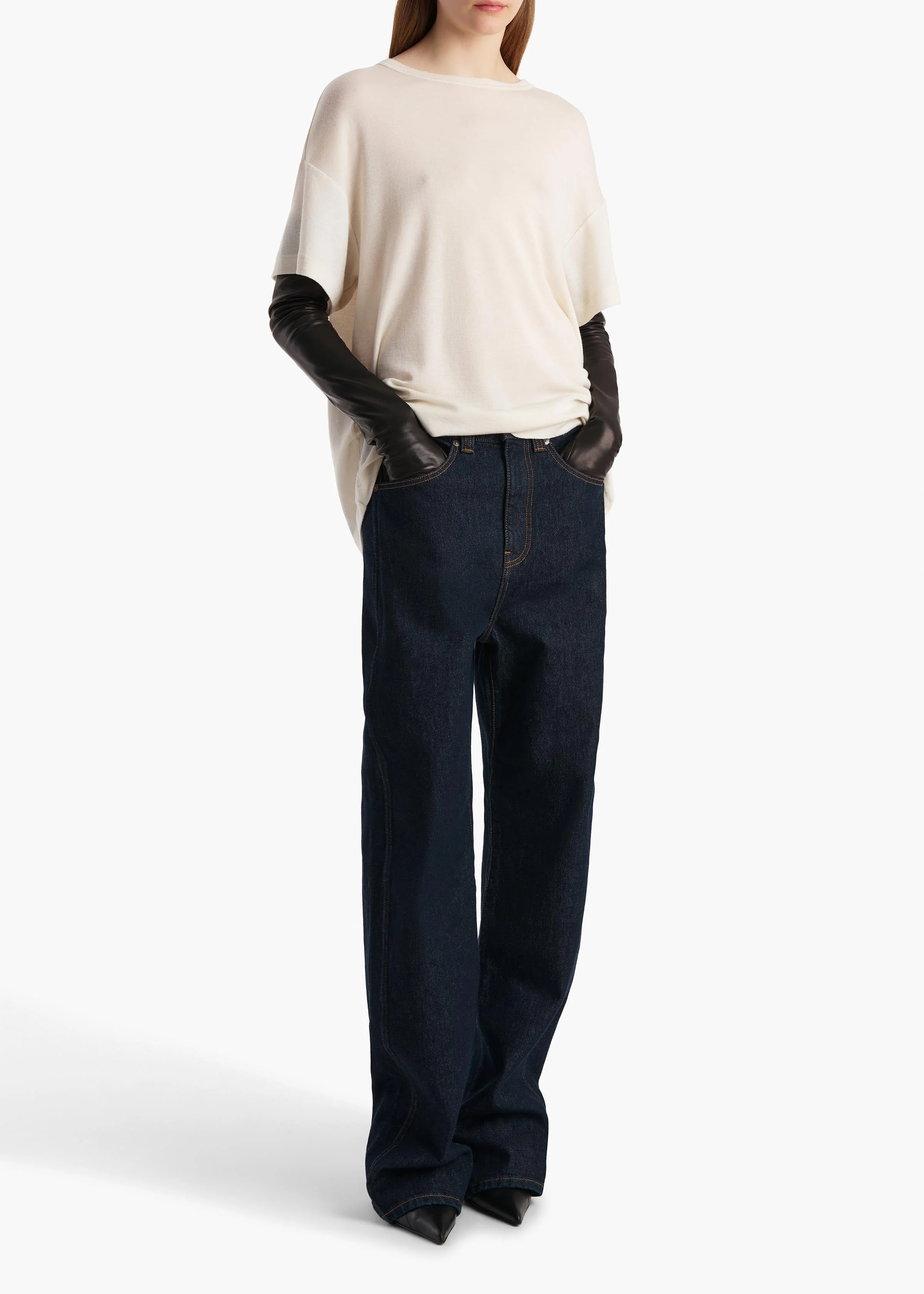Khaite - Maeve T - Shirt in Cream Silk Cashmere Jersey - Image 9