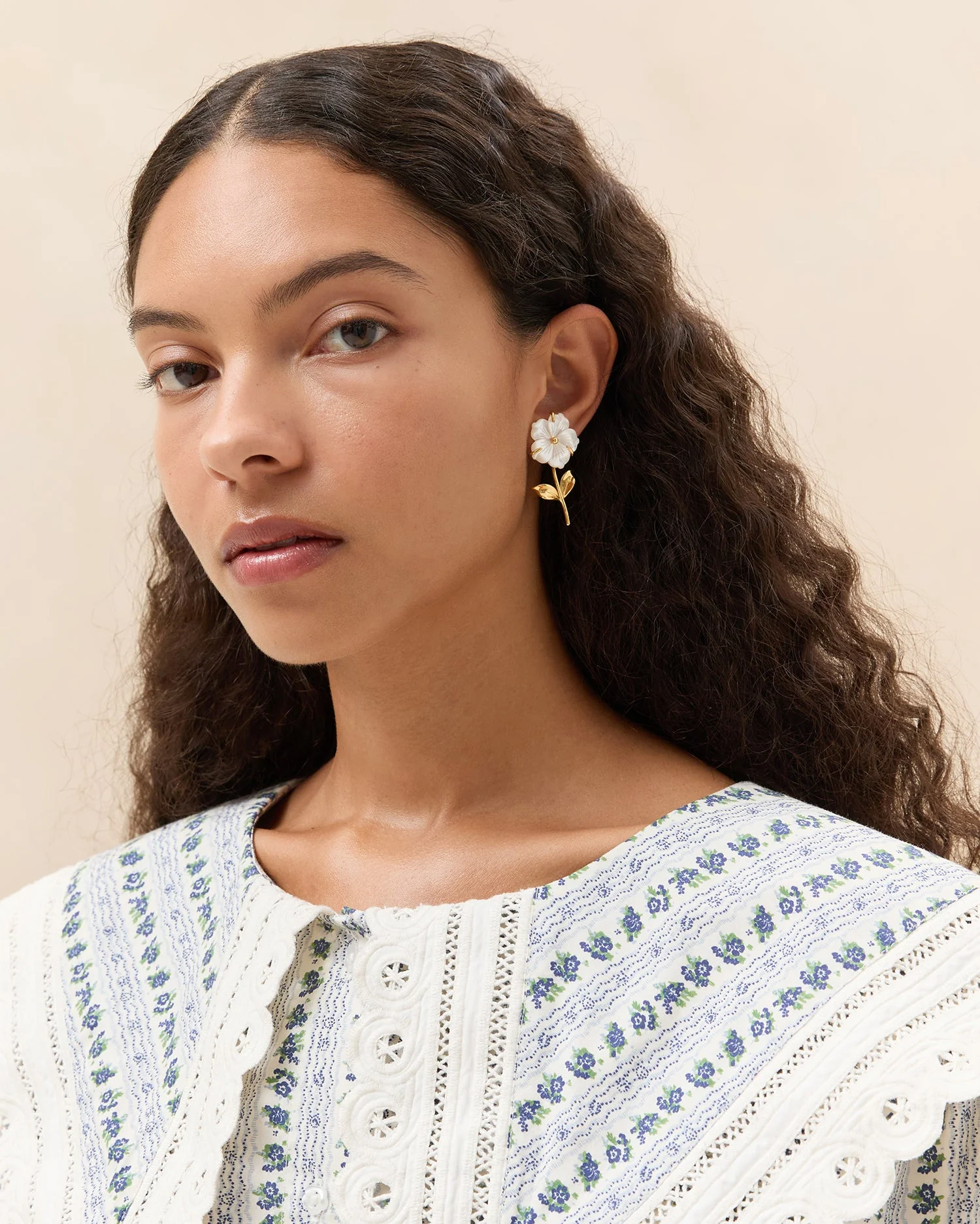 Loeffler Randall - Mai Gold/Pearl Flower Earrings - Image 3