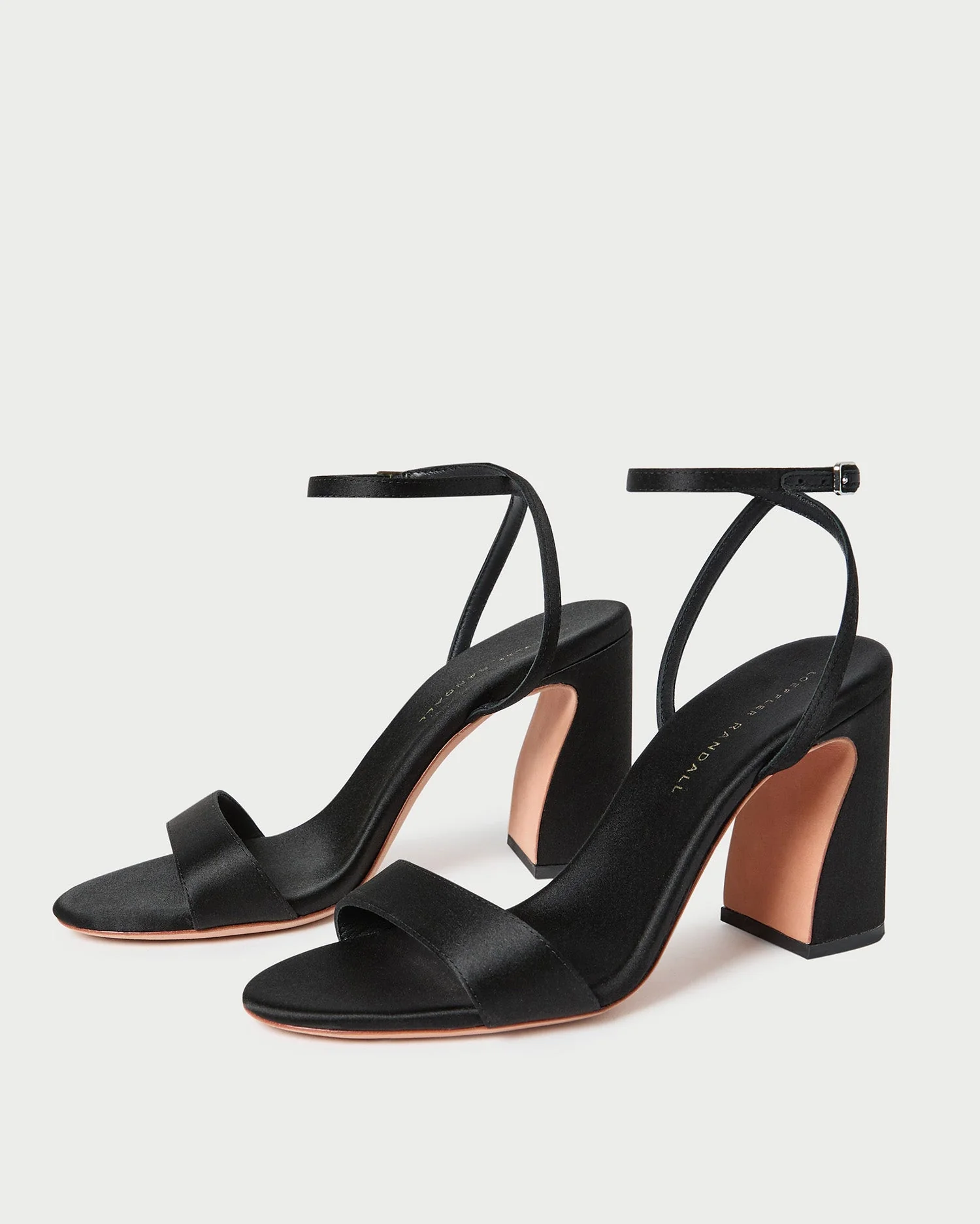 Loeffler Randall - Malia Black Satin Curved - Heel Sandal - Image 5