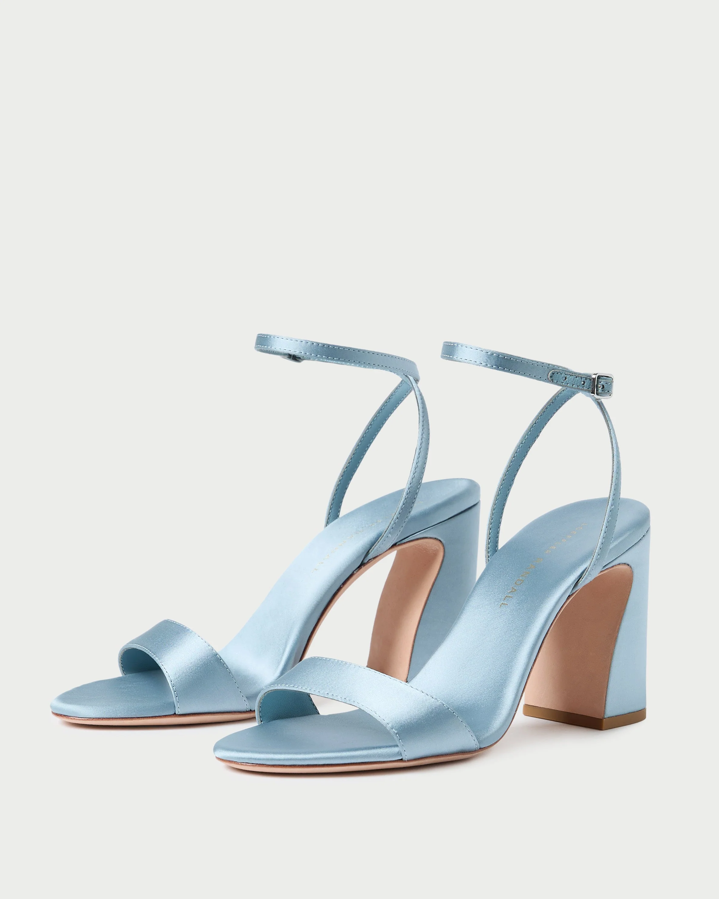 Loeffler Randall - Malia Blue Satin Curved - Heel Sandal - Image 4