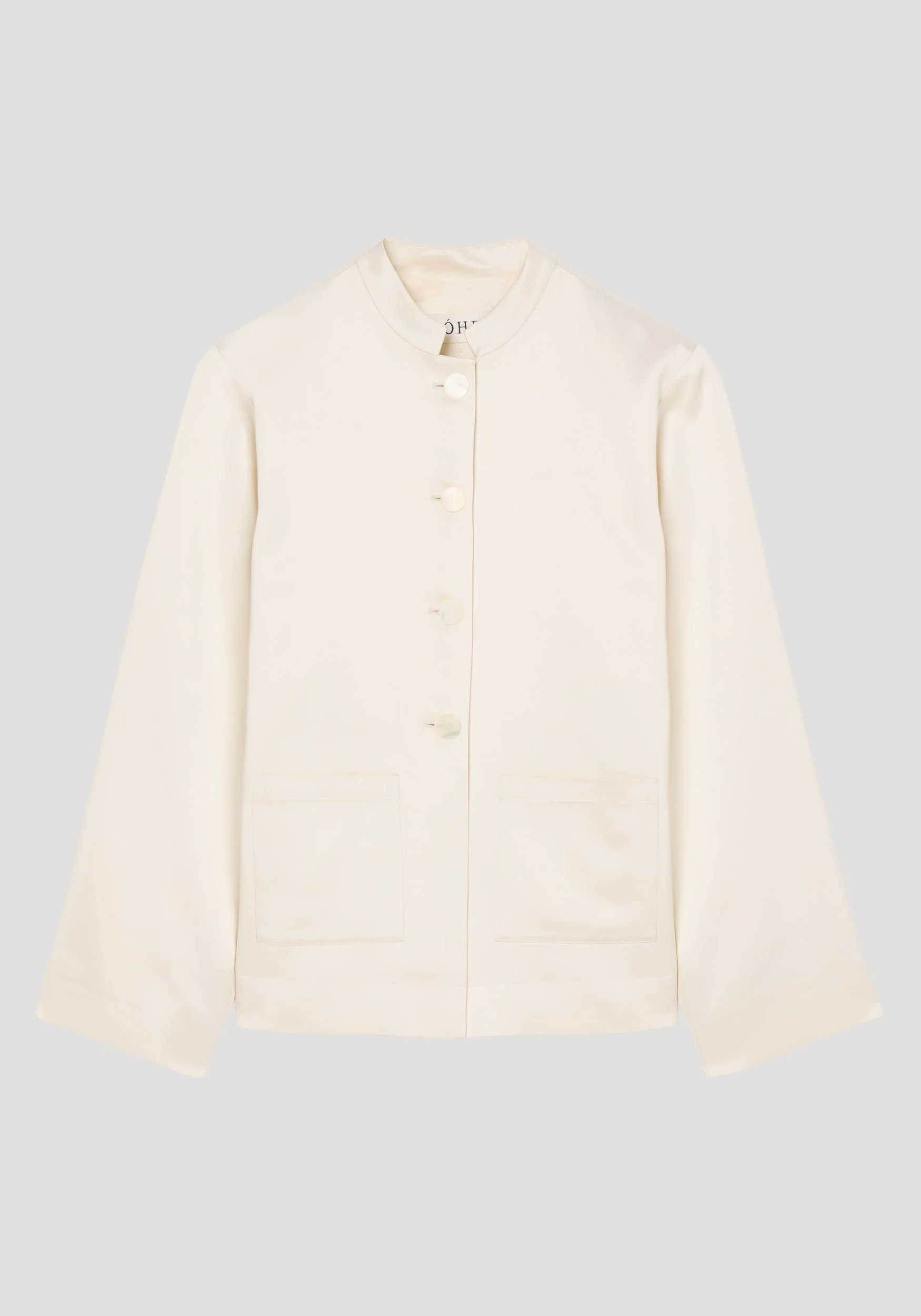 ROHE - Mandarin pearl button satin jacket | cream - Image 7