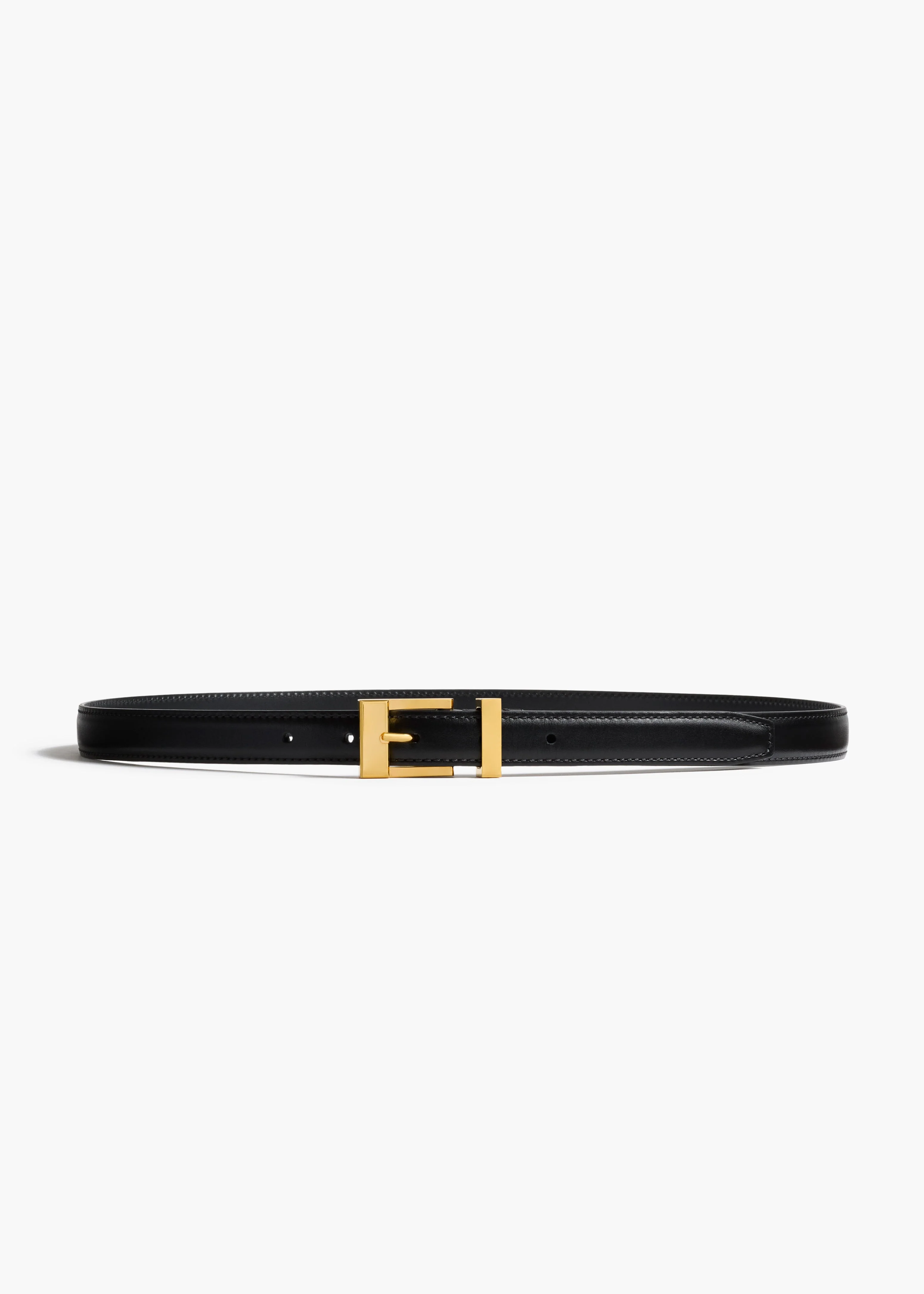 Khaite - Manhattan Belt in Black Leather with Gold - Image 4