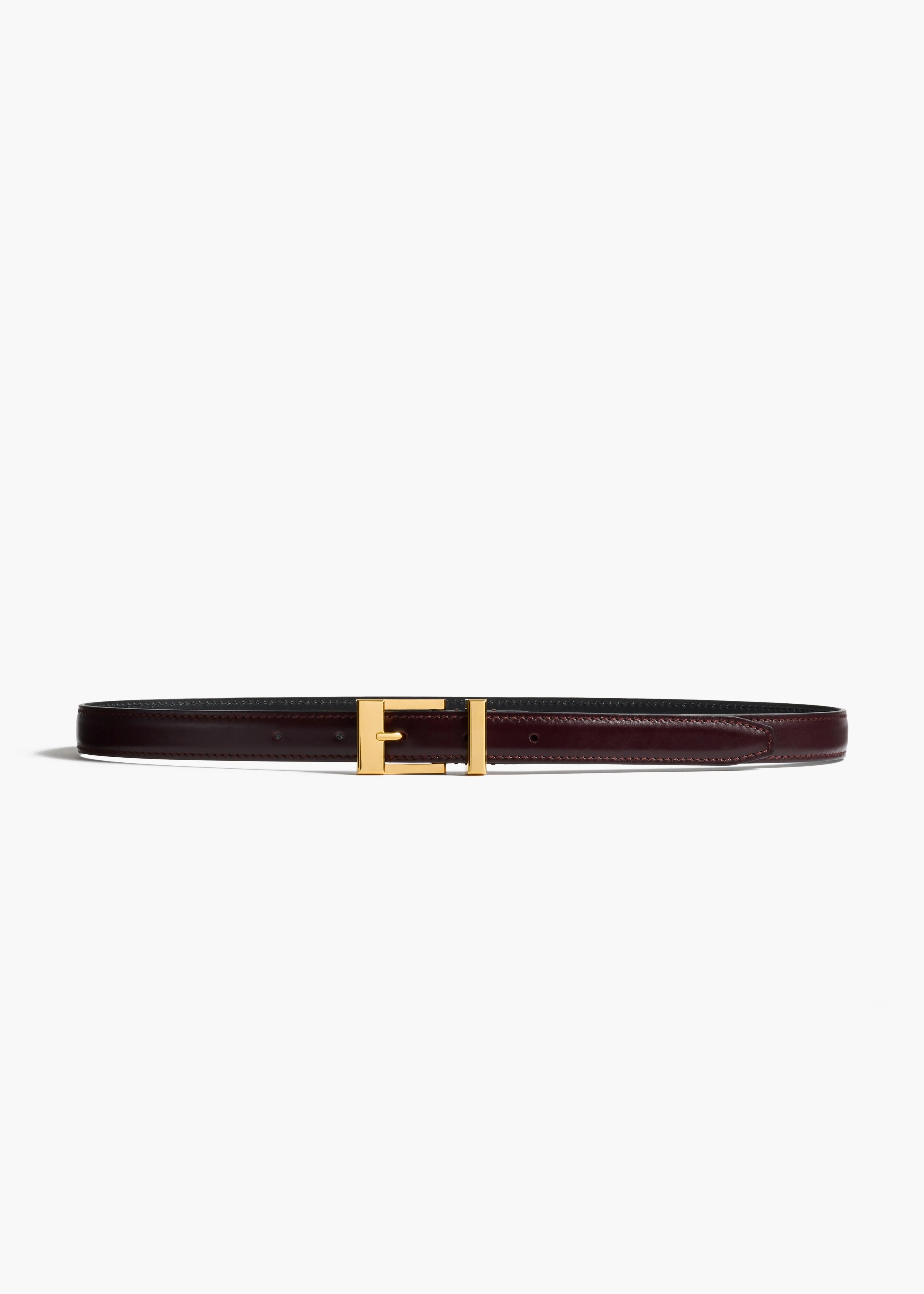 Khaite - Manhattan Belt in Bordeaux Leather with Gold