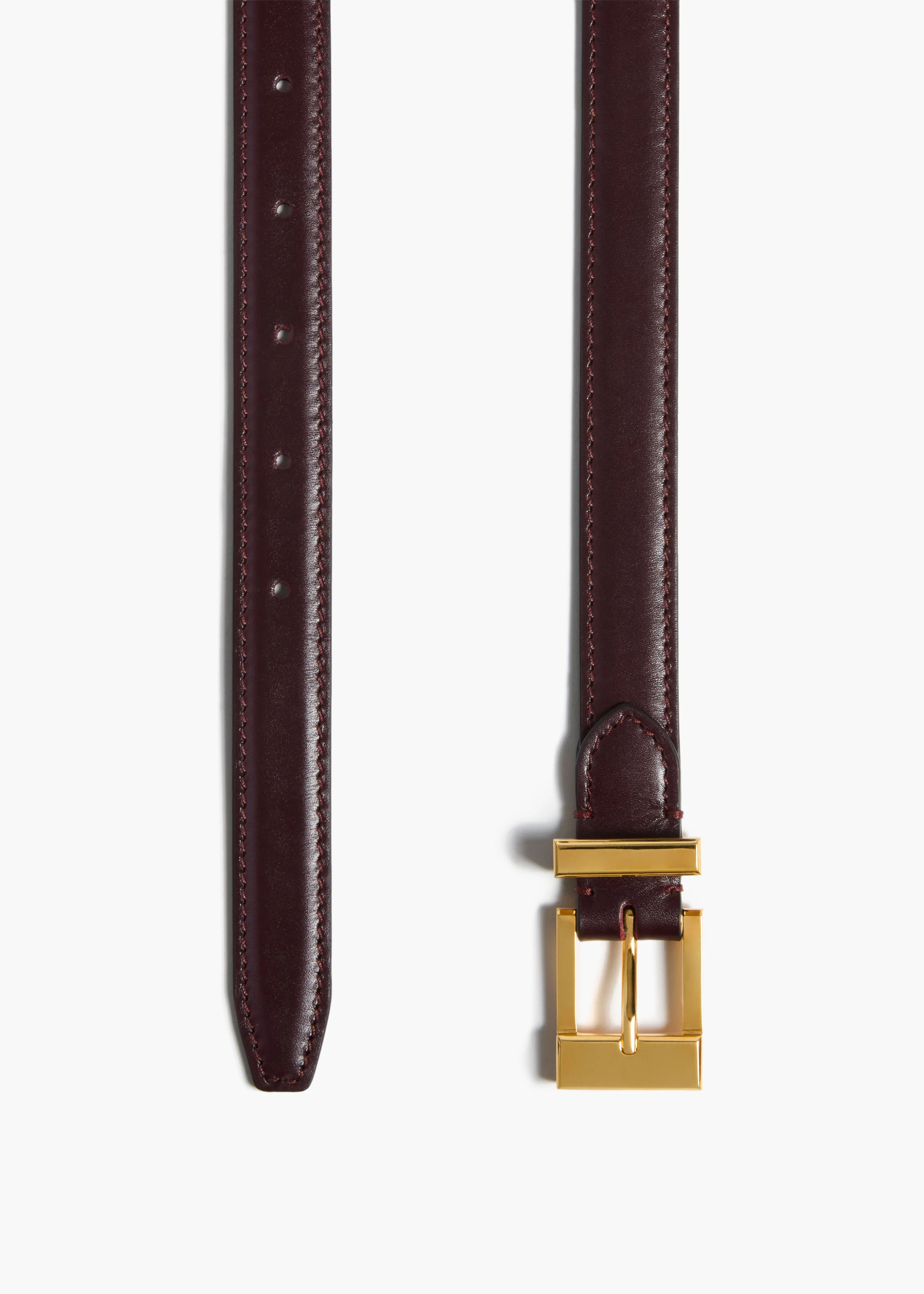 Khaite - Manhattan Belt in Bordeaux Leather with Gold - Image 2