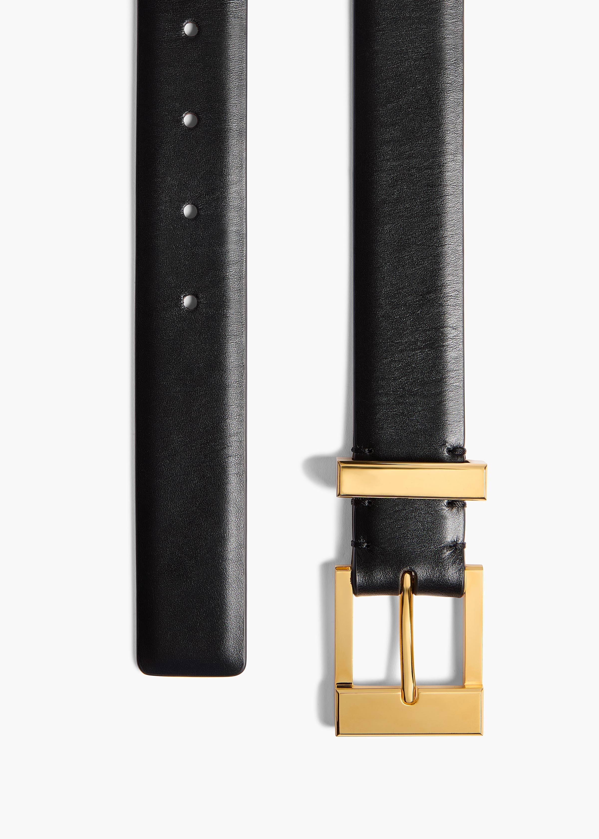 Khaite - Medium Manhattan Belt in Black Leather with Gold - Image 2