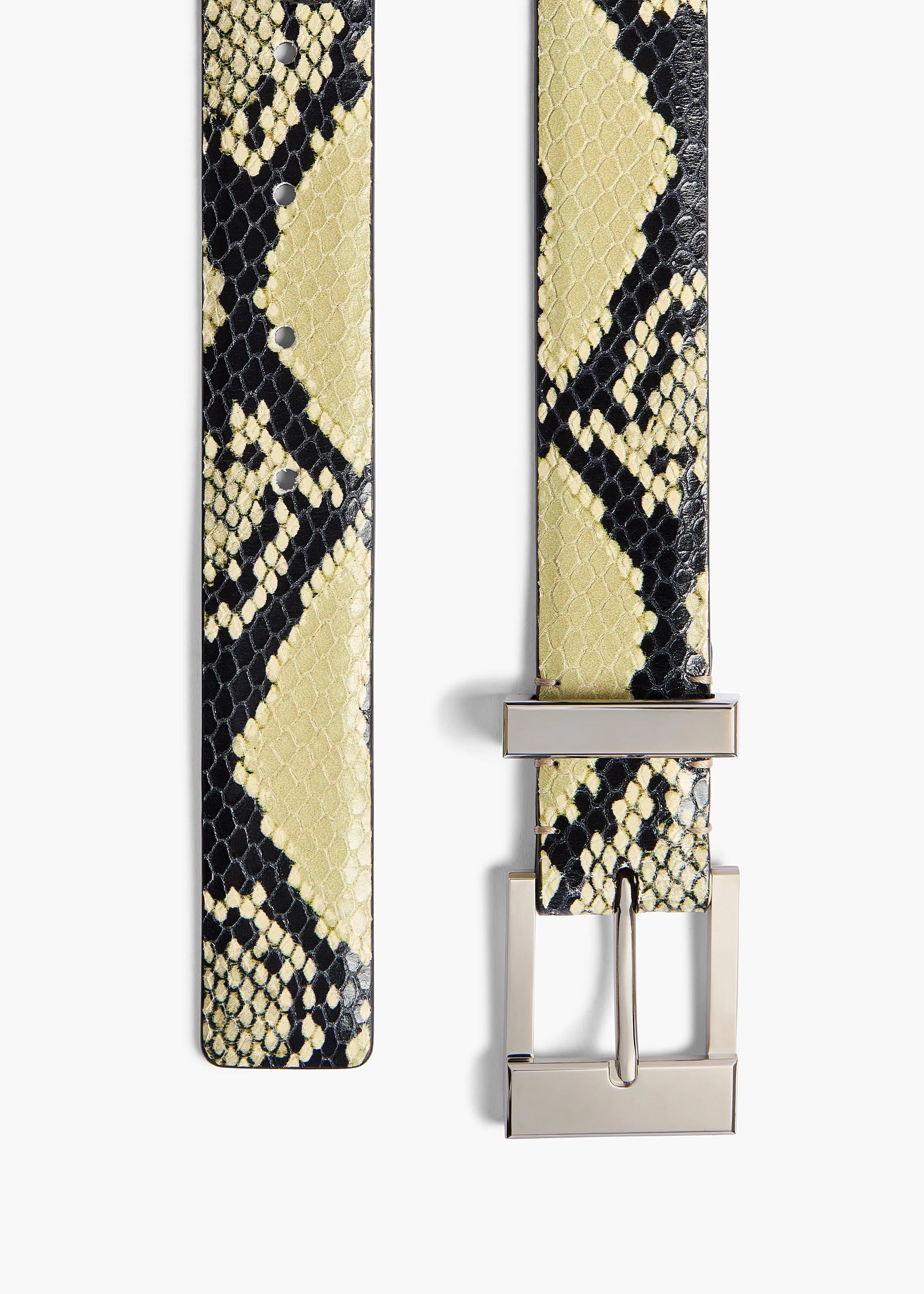 Khaite - Medium Manhattan Belt in Natural Python - Embossed Leather with Silver - Image 2