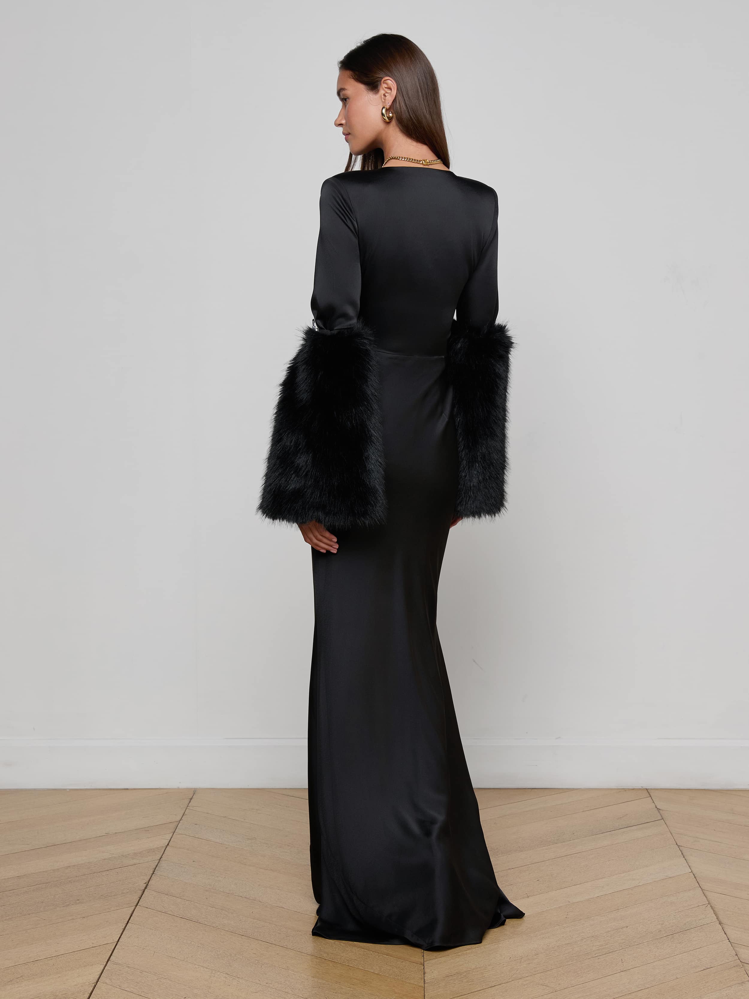 L'AGENCE - Manon Gown with Faux Fur - Image 5