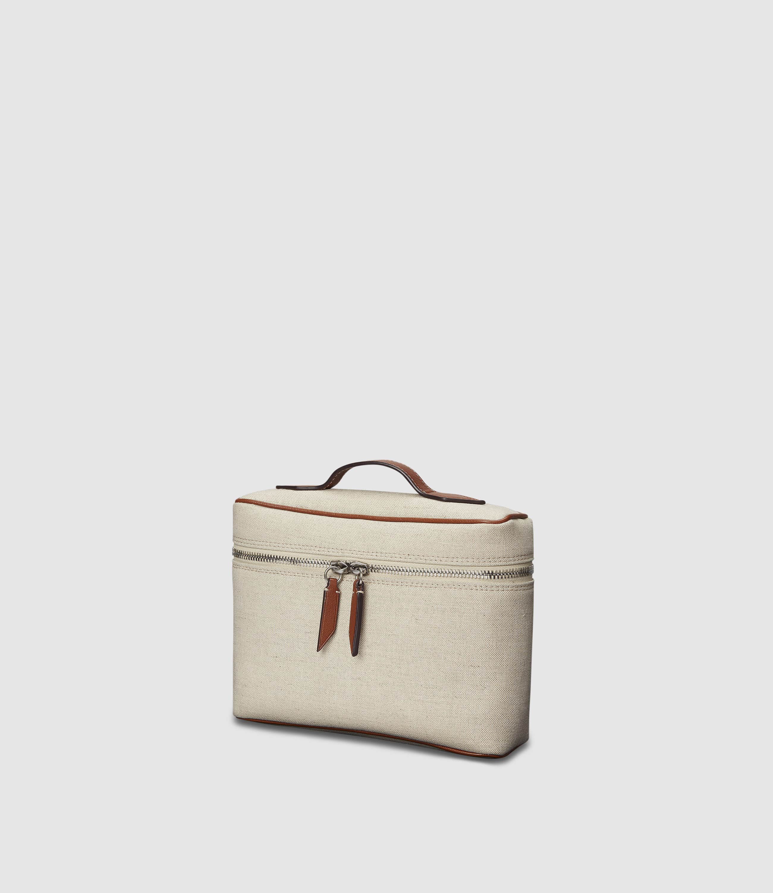 Metier - Many Days Toiletry Bag Natural Linen with Cognac - Image 3