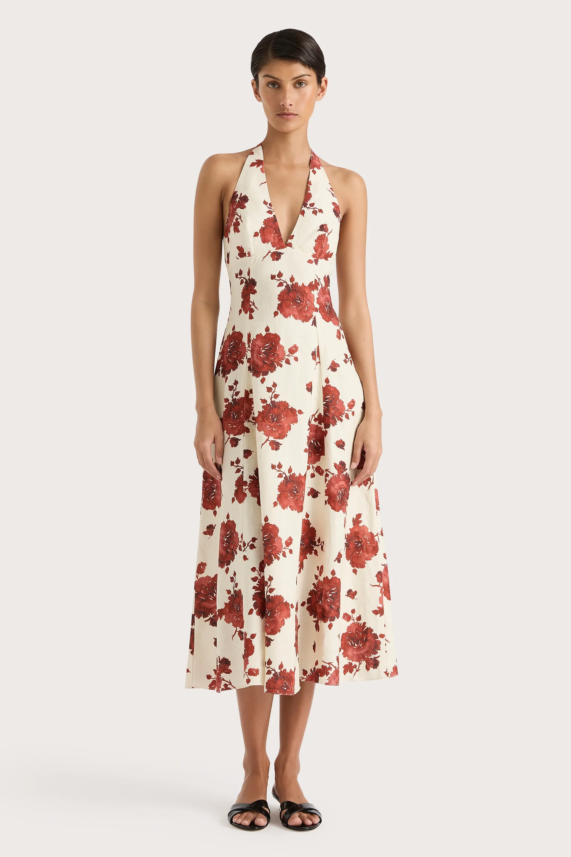 Faithfull - Marais Midi Dress Cecile Floral Garnet - Final Sale