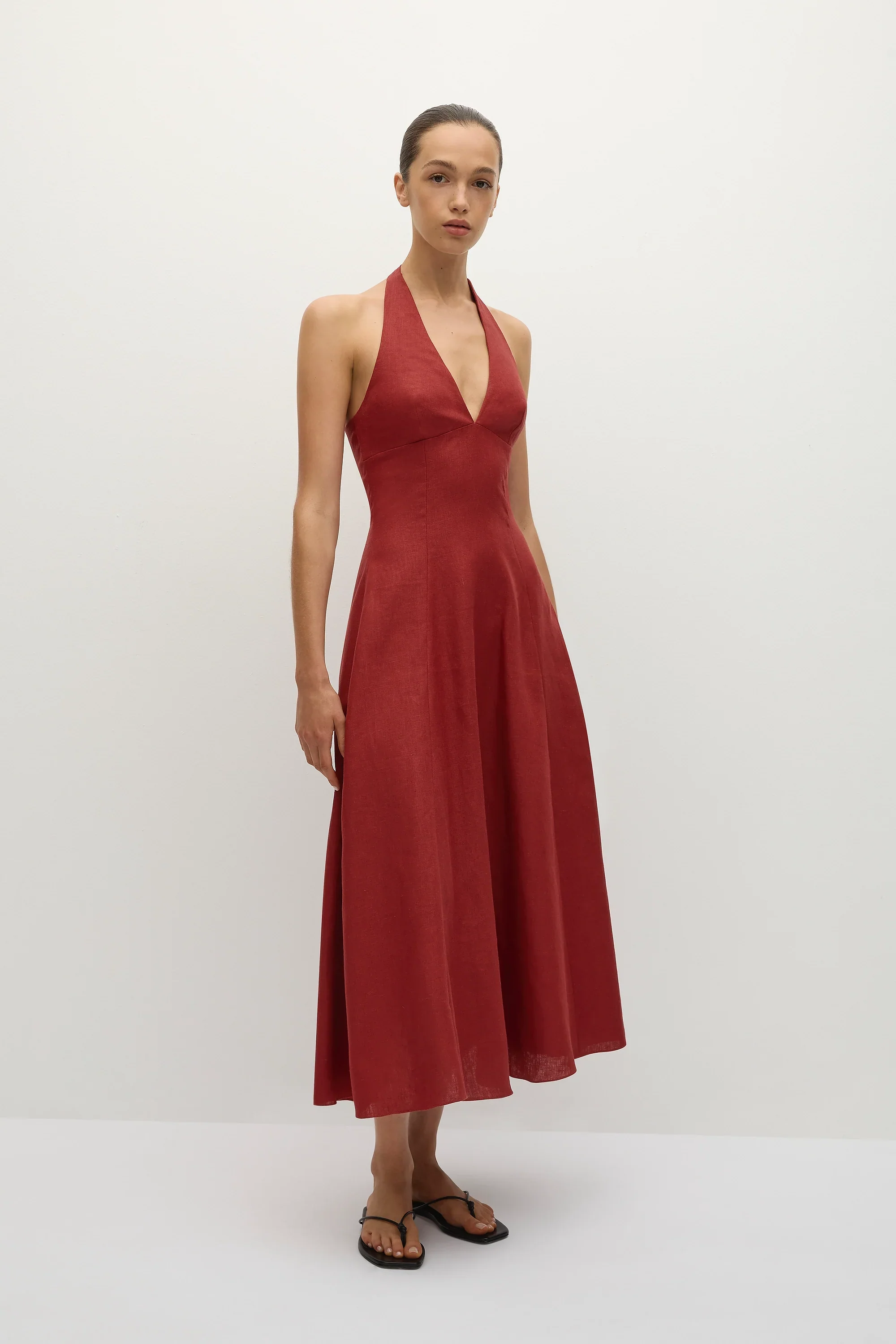 Faithfull - Marais Midi Dress Deep Red - Final Sale - Image 3