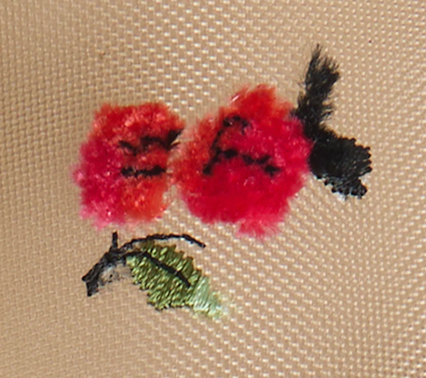 Khaite - Marcy Flat in Beige Mesh with Raspberry Embroidery - Image 4