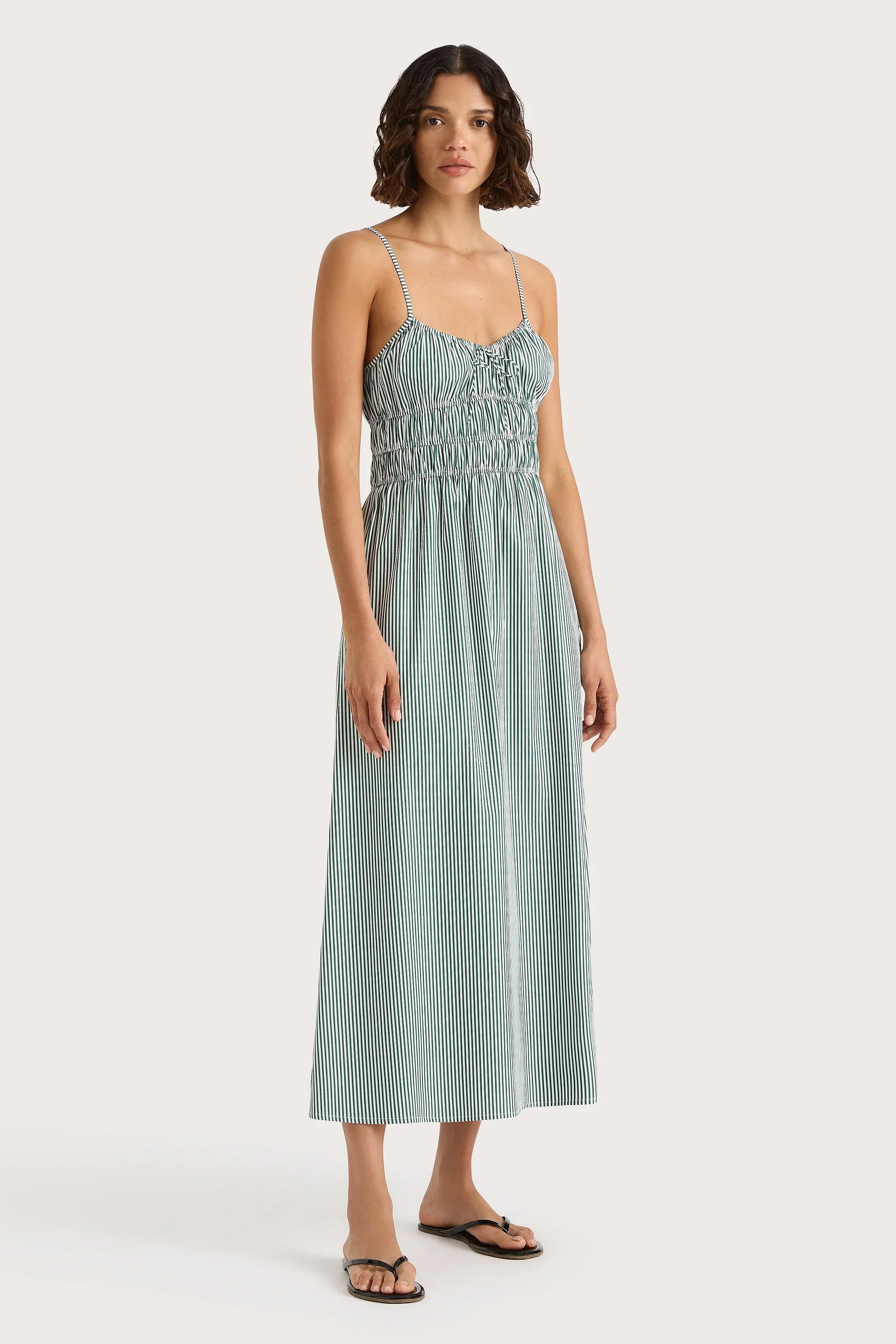 Faithfull - Marianne Midi Dress Green Stripe - Final Sale - Image 2