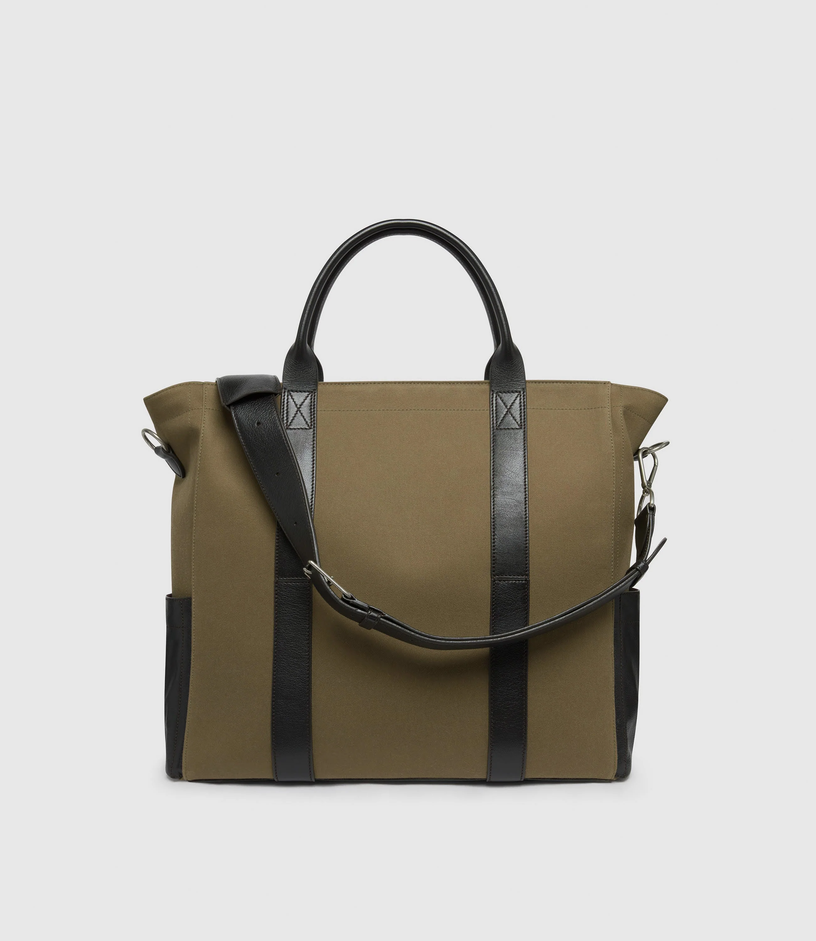 Metier - Mariner Zippered Tote Military Twill Khaki with Cacao