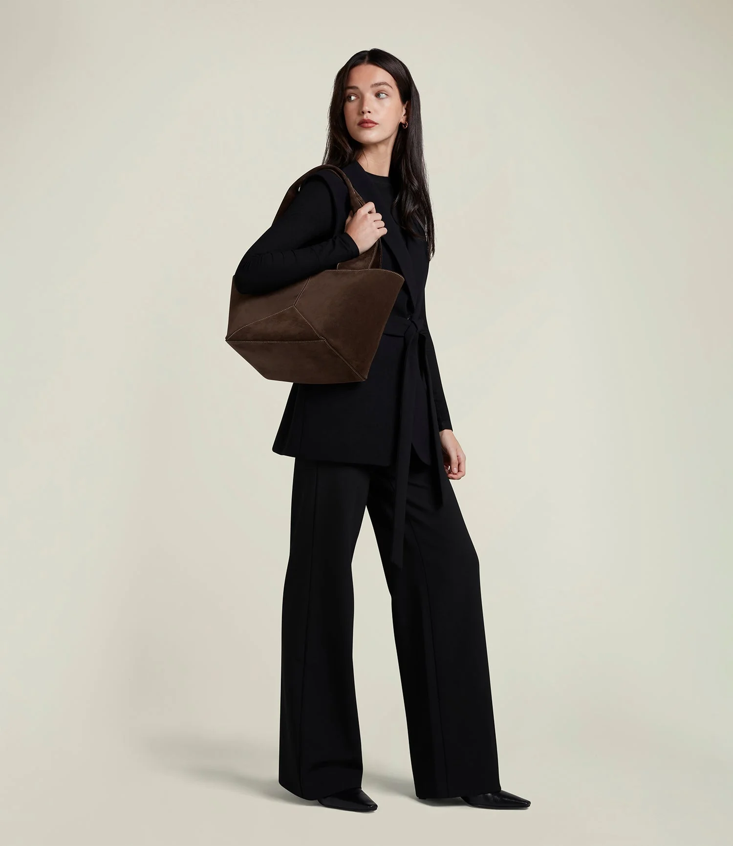 Metier - Market Small Suede Chocolate With Salt Stitching - Image 4