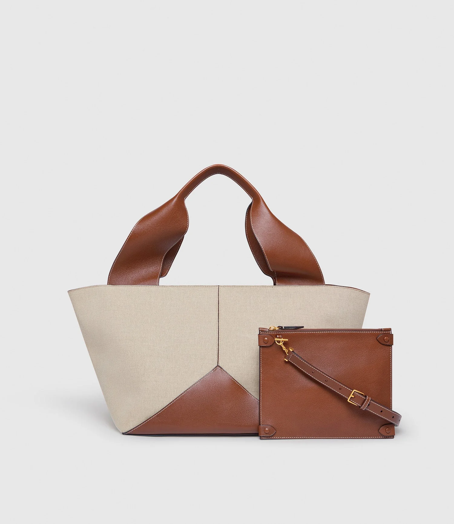 Metier - Market Weekend Bag Natural Linen With Buffalo Cognac - Image 2