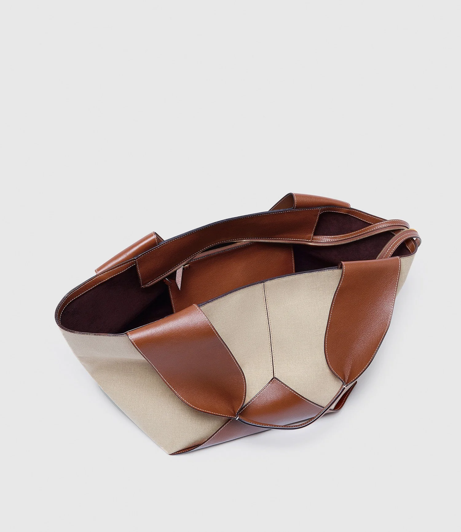 Metier - Market Weekend Bag Natural Linen With Buffalo Cognac - Image 3