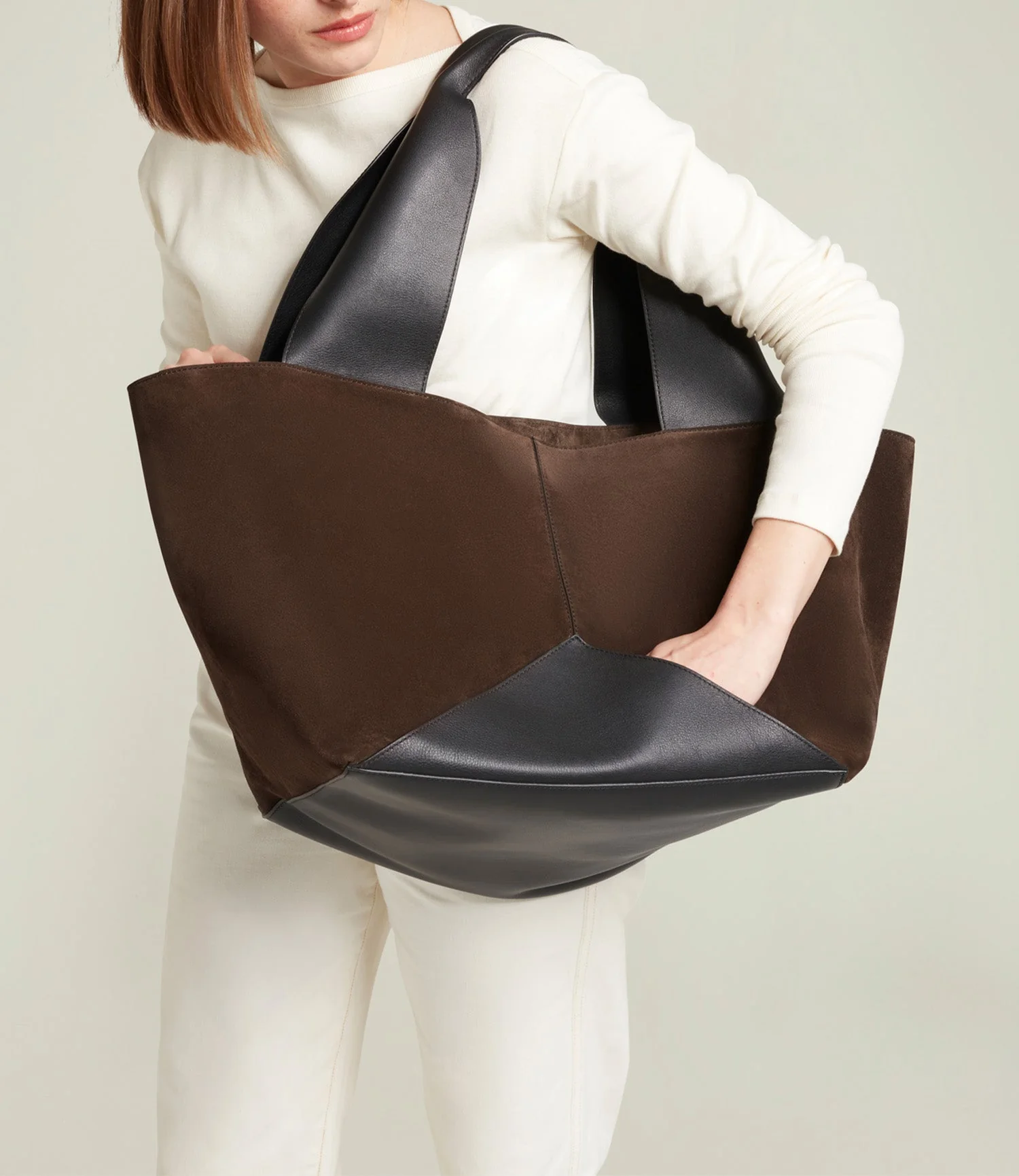 Metier - Market Weekend Suede Chocolate and Smooth Calfskin Black - Image 4