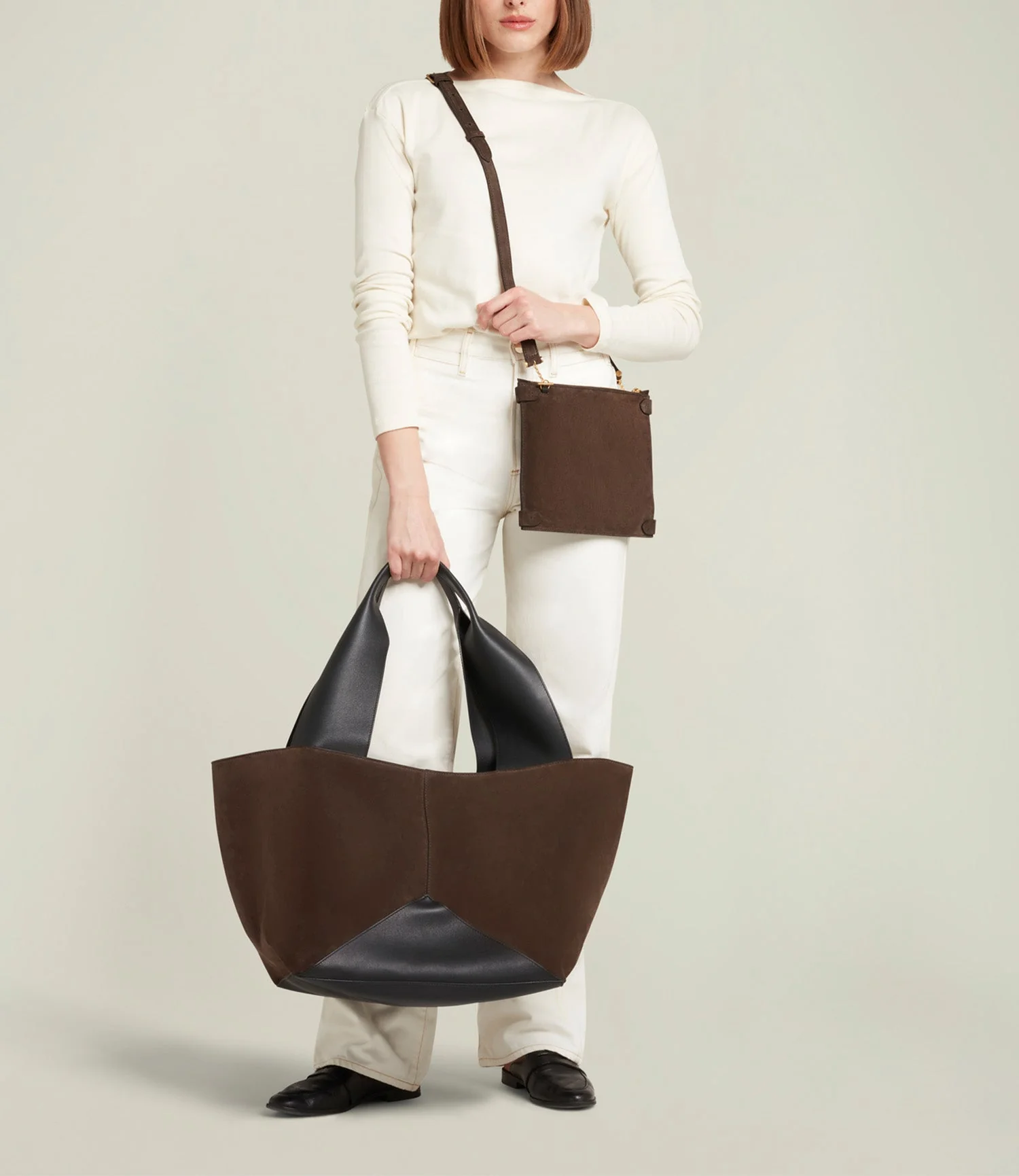 Metier - Market Weekend Suede Chocolate and Smooth Calfskin Black - Image 5