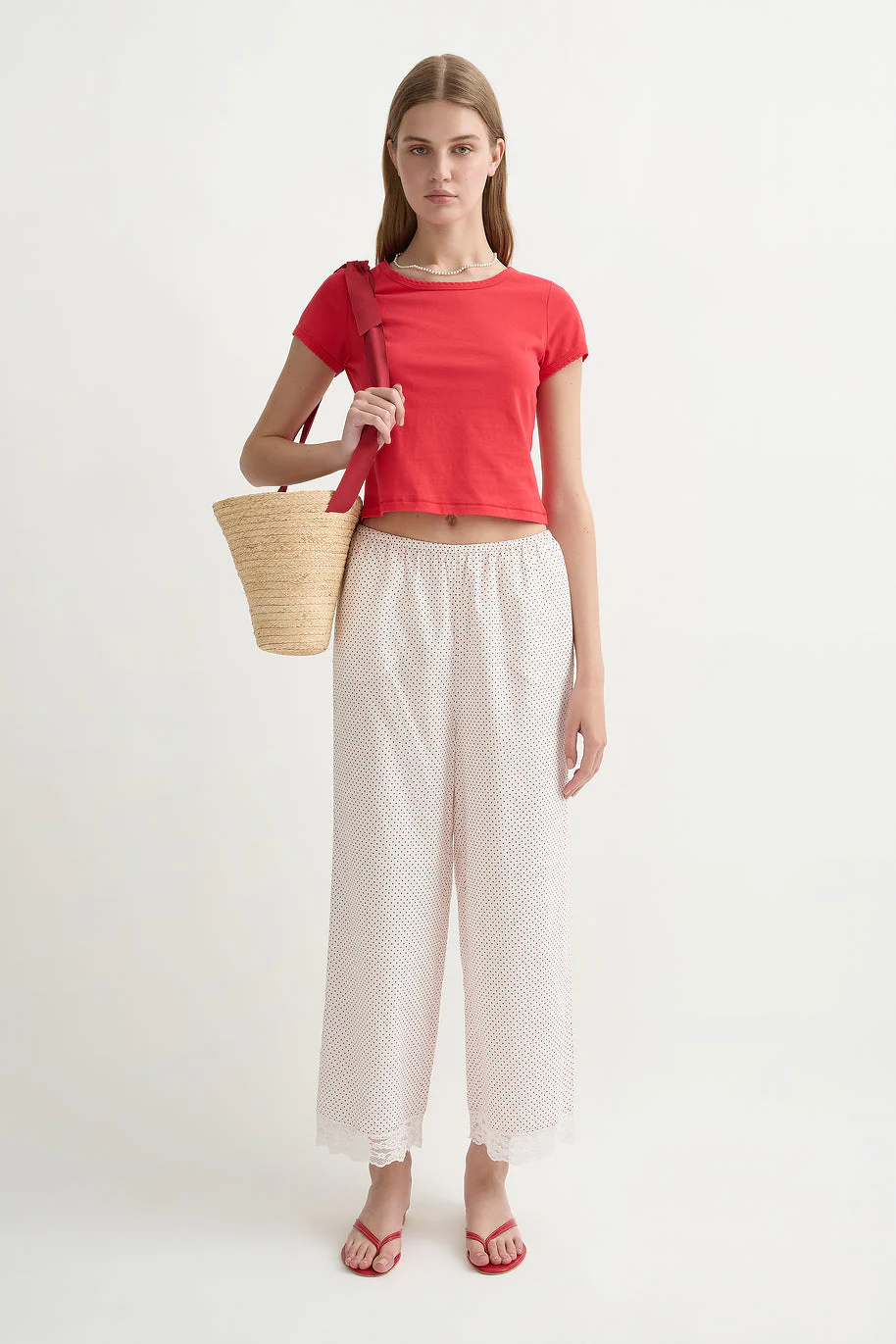 Posse - MARLOWE PANT - CREAM & RED POLKA DOT - Image 6