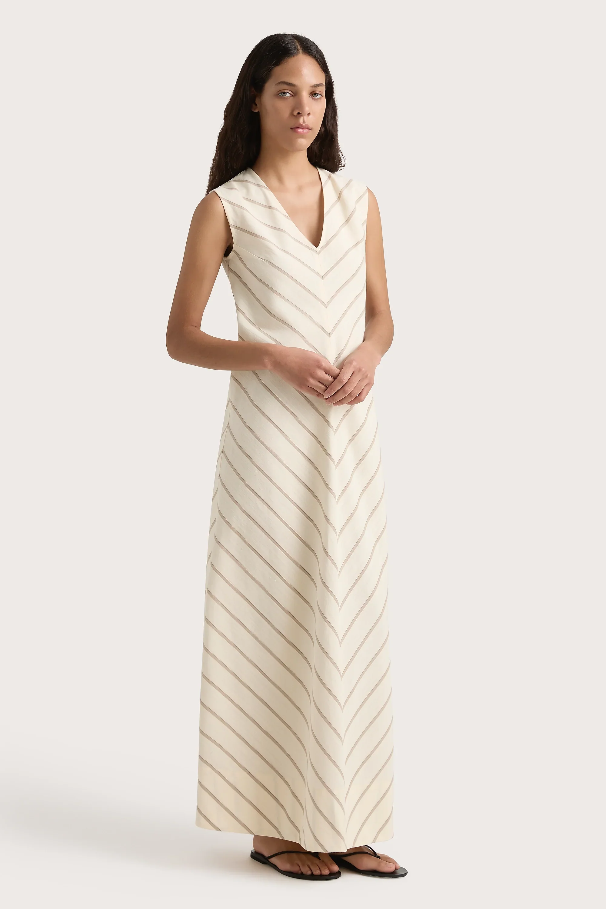 Faithfull - Marteret Stripe Midi Dress Shadow Stripe Butter - Final Sale - Image 3