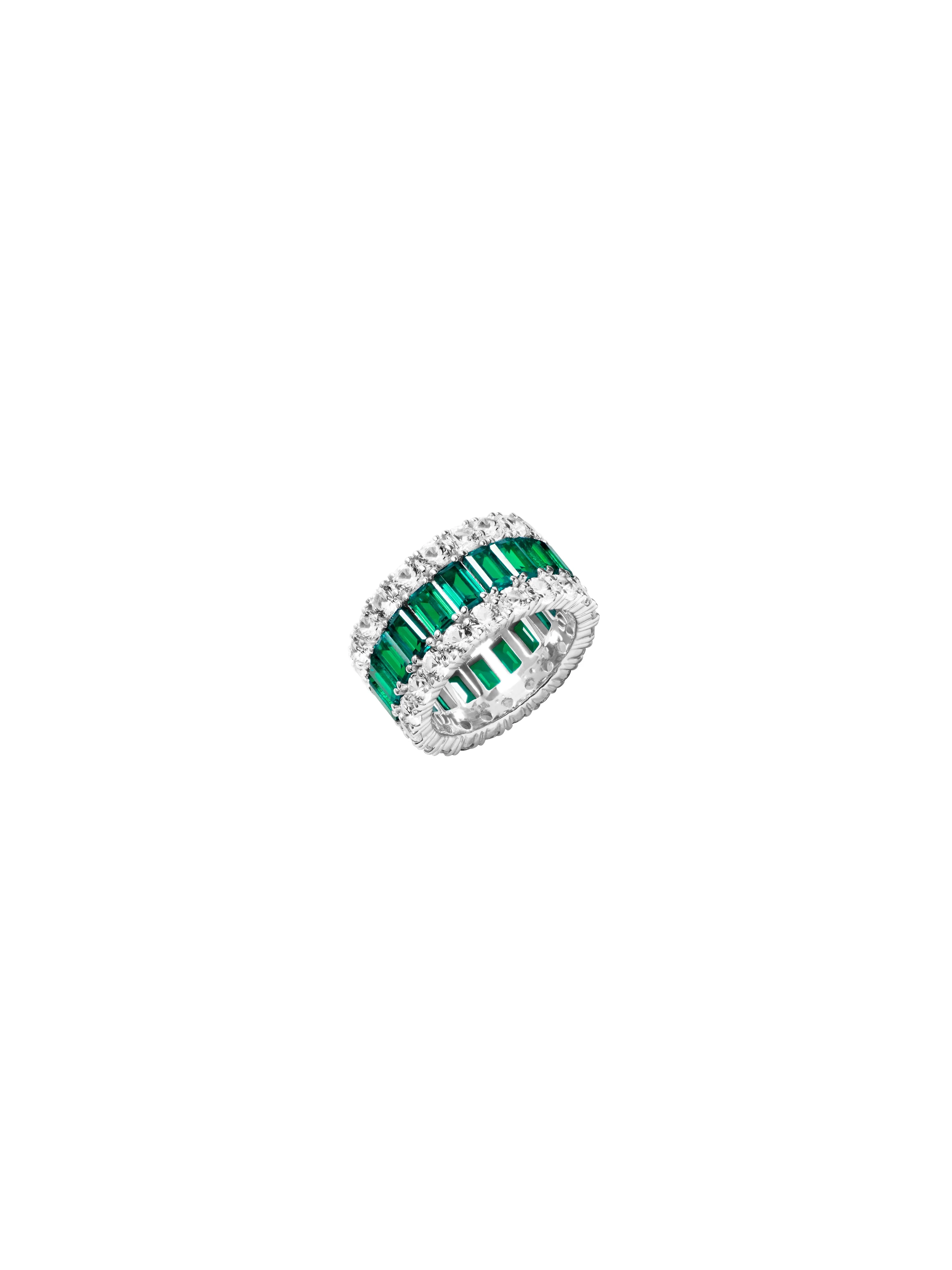 Dorsey - MAXIME THREE - ROW RING IN NANO EMERALD AND MOISSANITE - Image 2