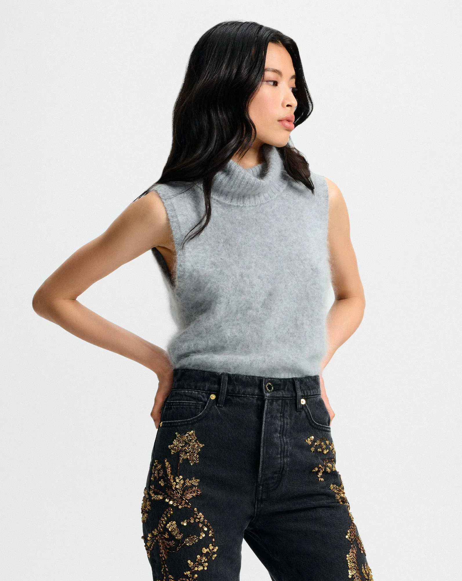 Veronica Beard - Mazzy Brushed Cashmere Sleeveless Sweater