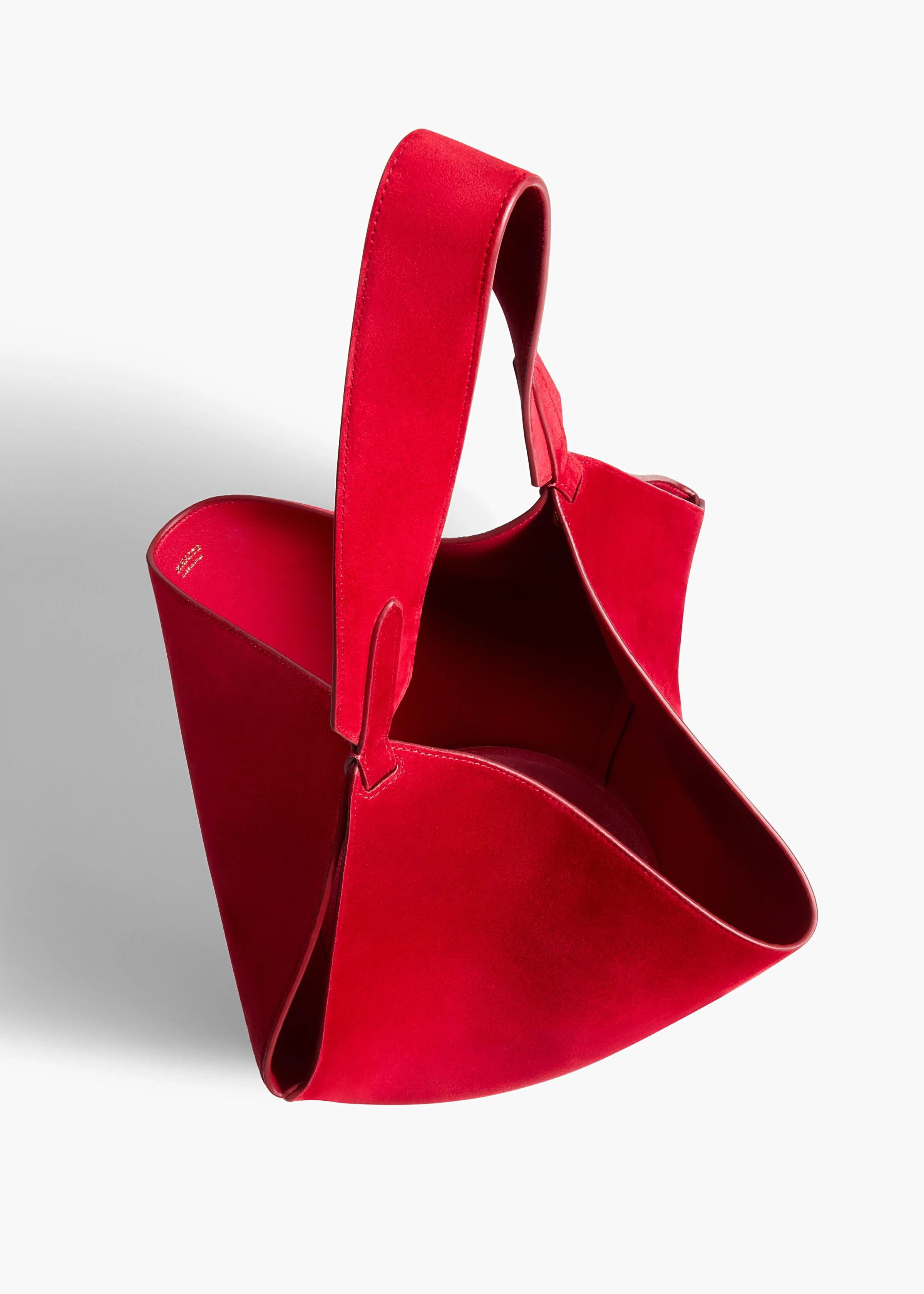 Khaite - Small Lotus Tote in Ruby Suede - Image 9