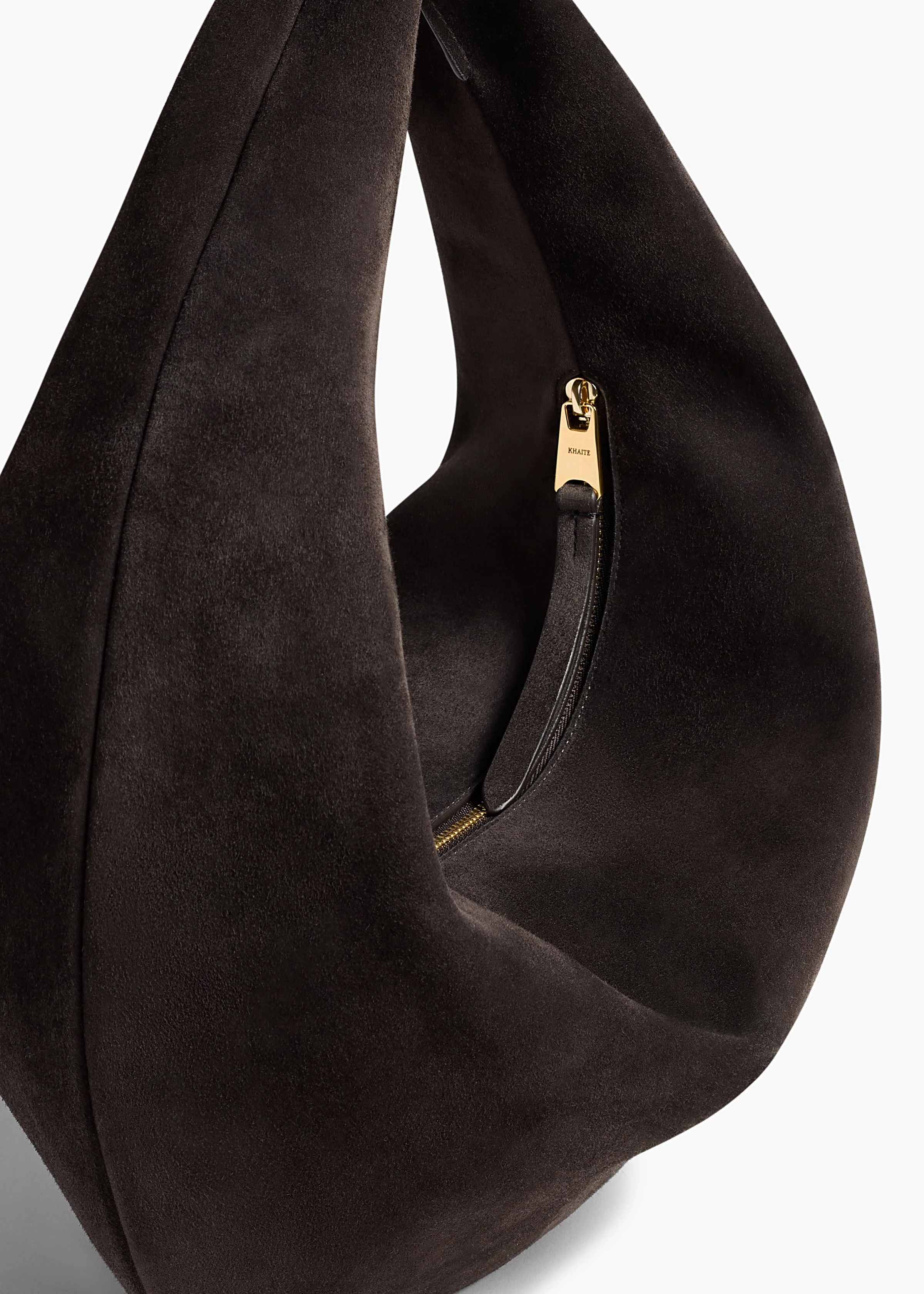Khaite - Medium Olivia Hobo in Dark Brown Suede - Image 3