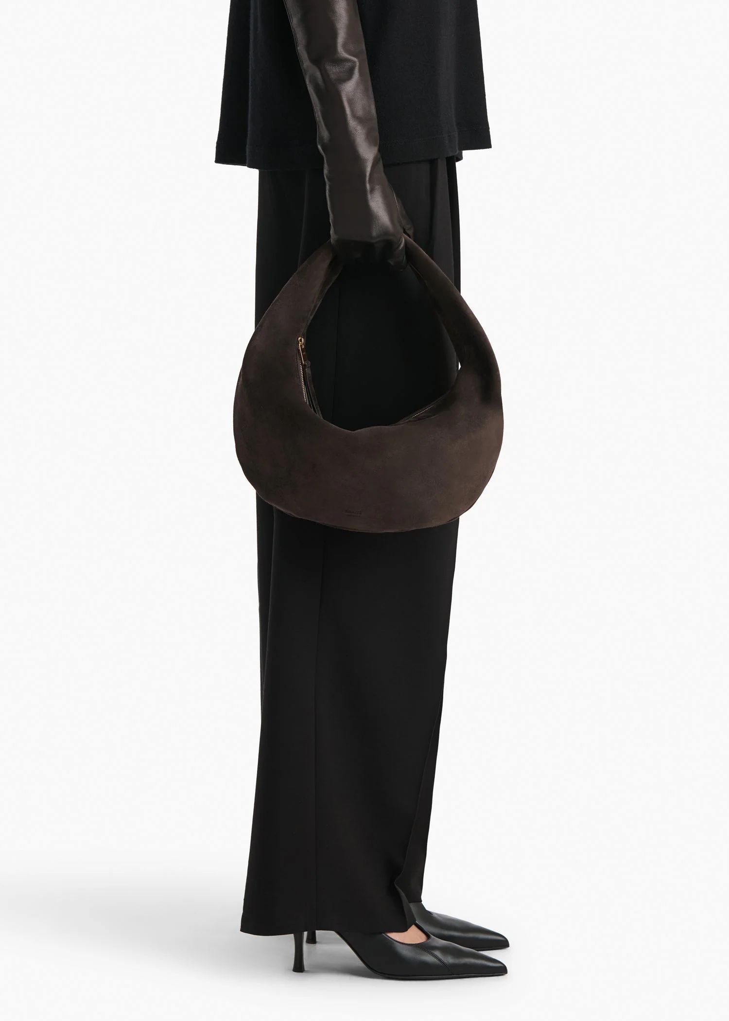 Khaite - Medium Olivia Hobo in Dark Brown Suede - Image 5