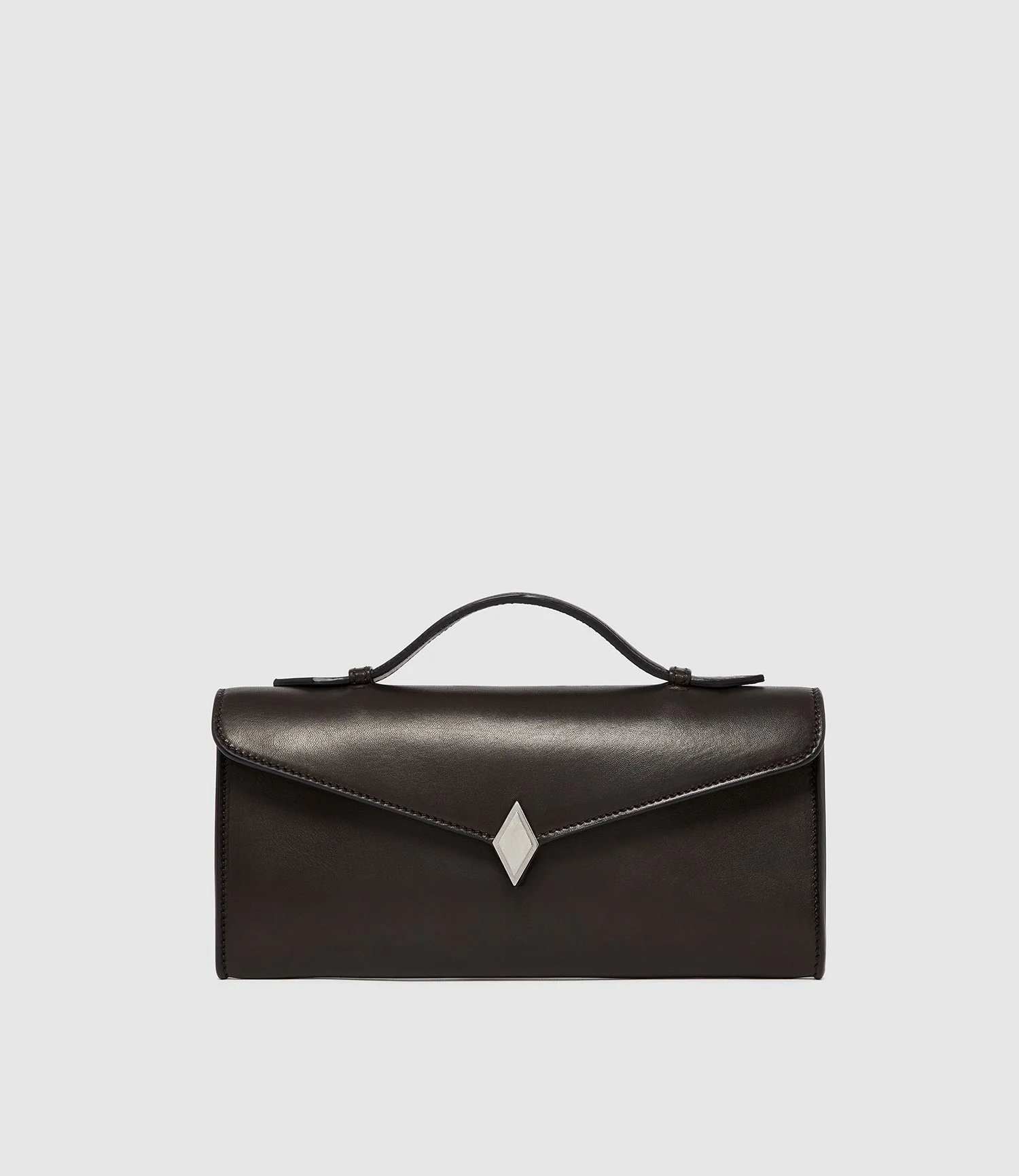 Metier - Edge Clutch Buttery Nappa Cacao with Silver Hardware