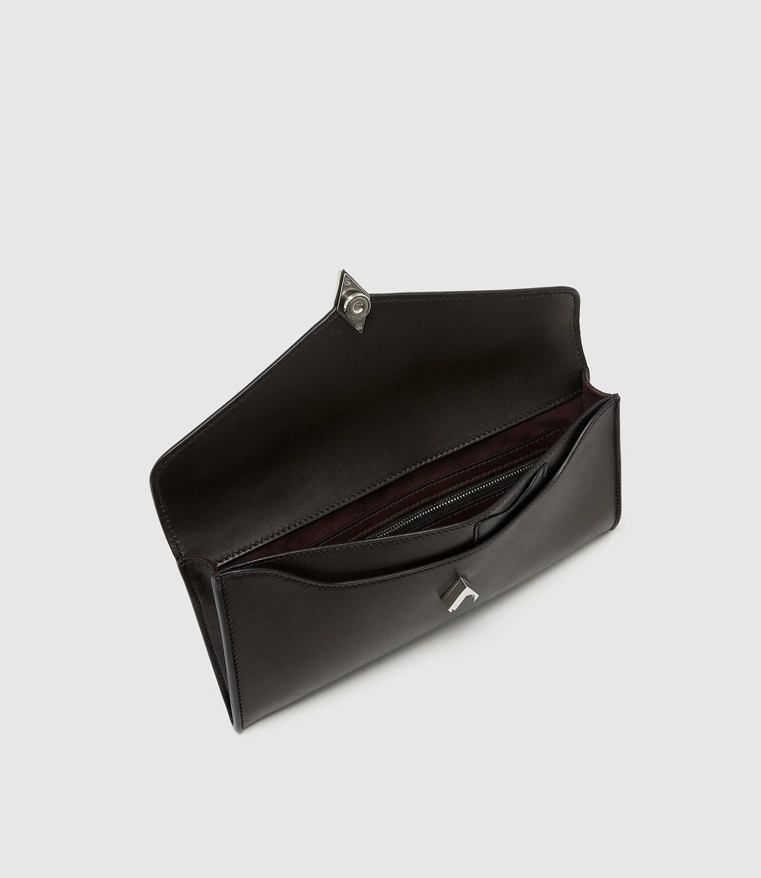Metier - Edge Clutch Buttery Nappa Cacao with Silver Hardware - Image 3