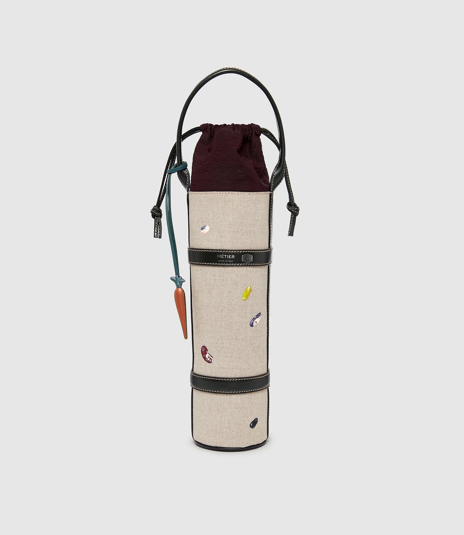 Metier - Métier x Gohar World Wine Bottle Carrier Natural Linen with Dark Green