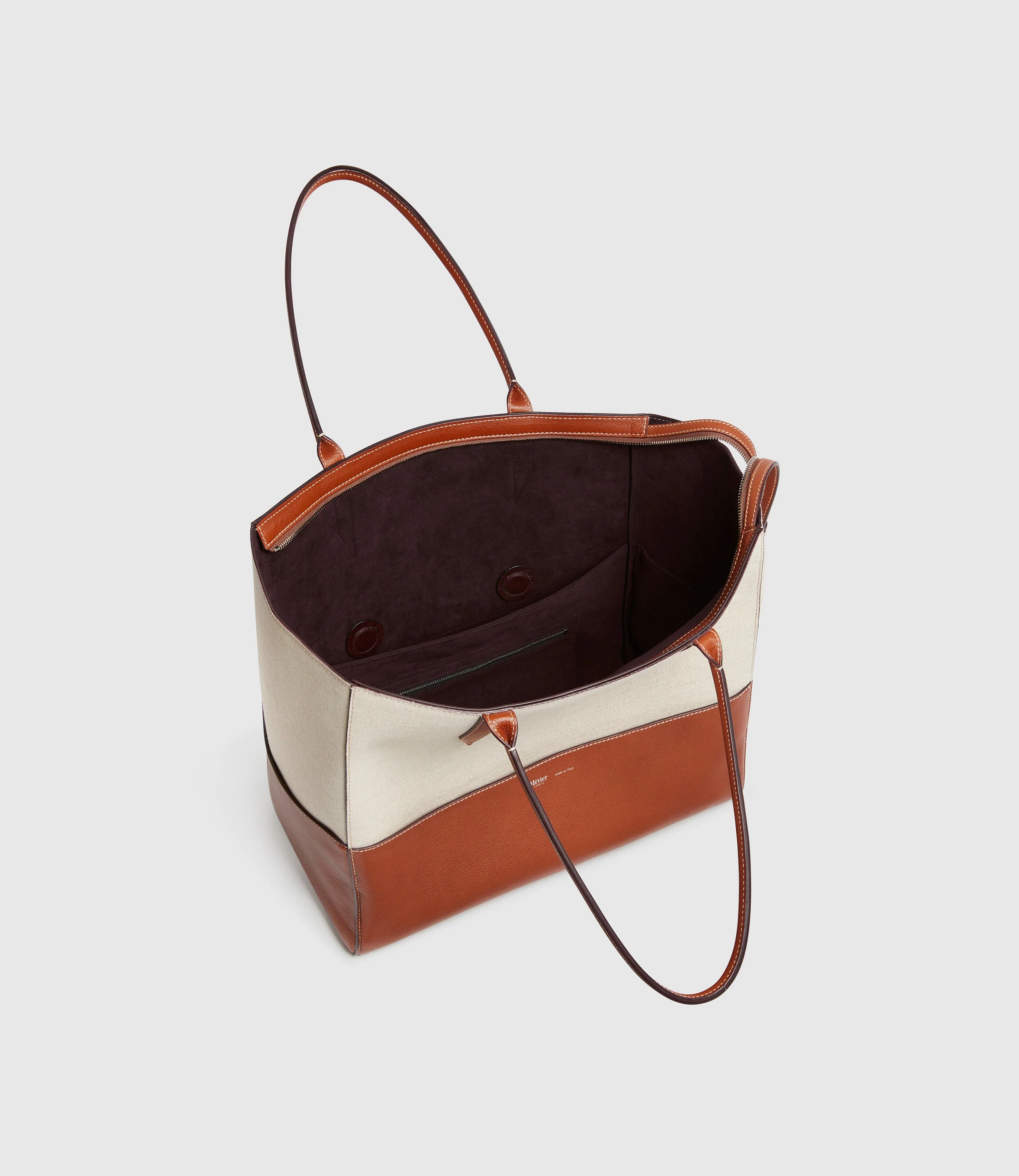 Metier - Incognito 36 Cabas Natural Linen with Cognac - Image 3
