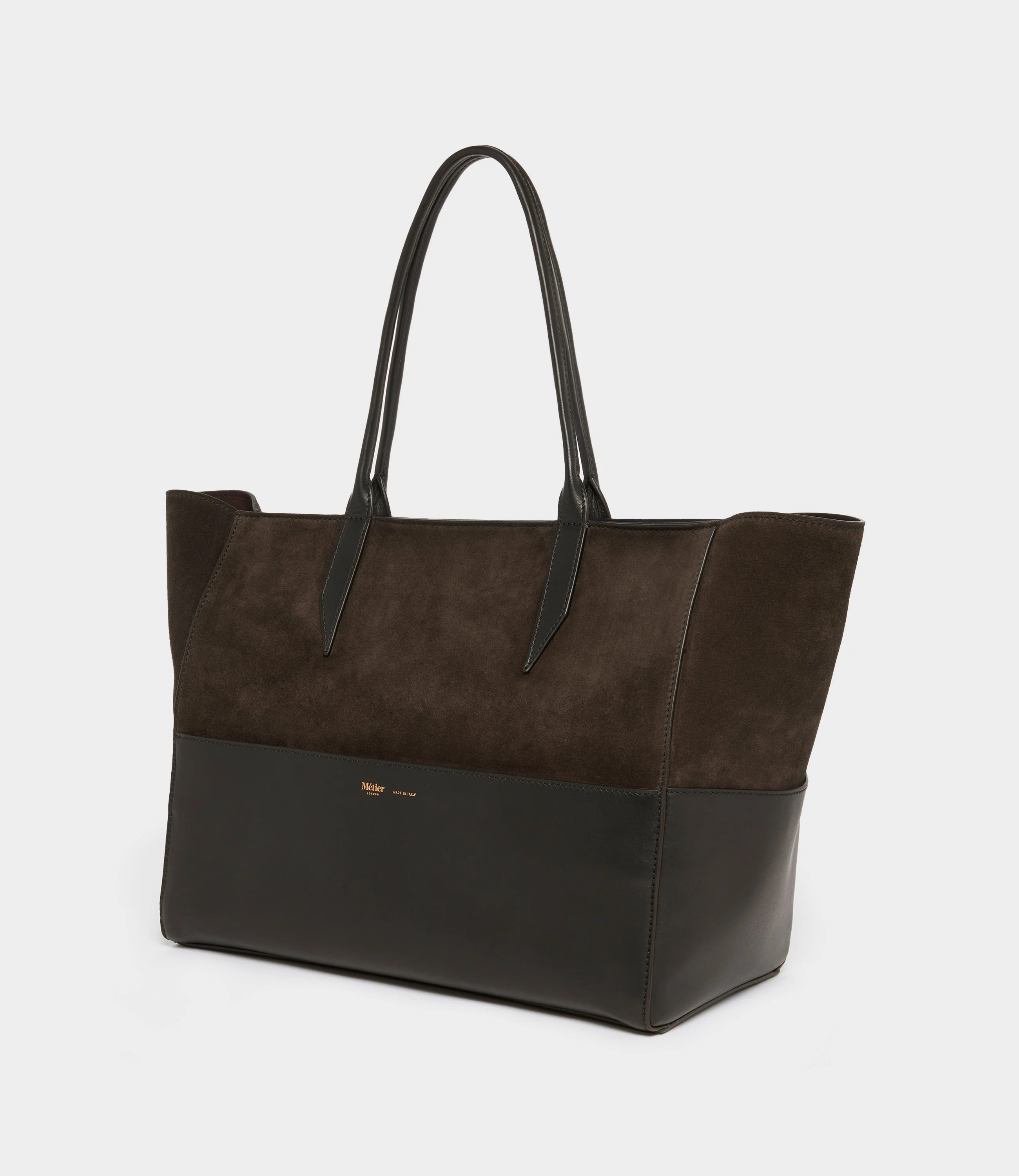 Metier - Incognito 36 Cabas Suede Chocolate and Atelier Calfskin Black - Image 2