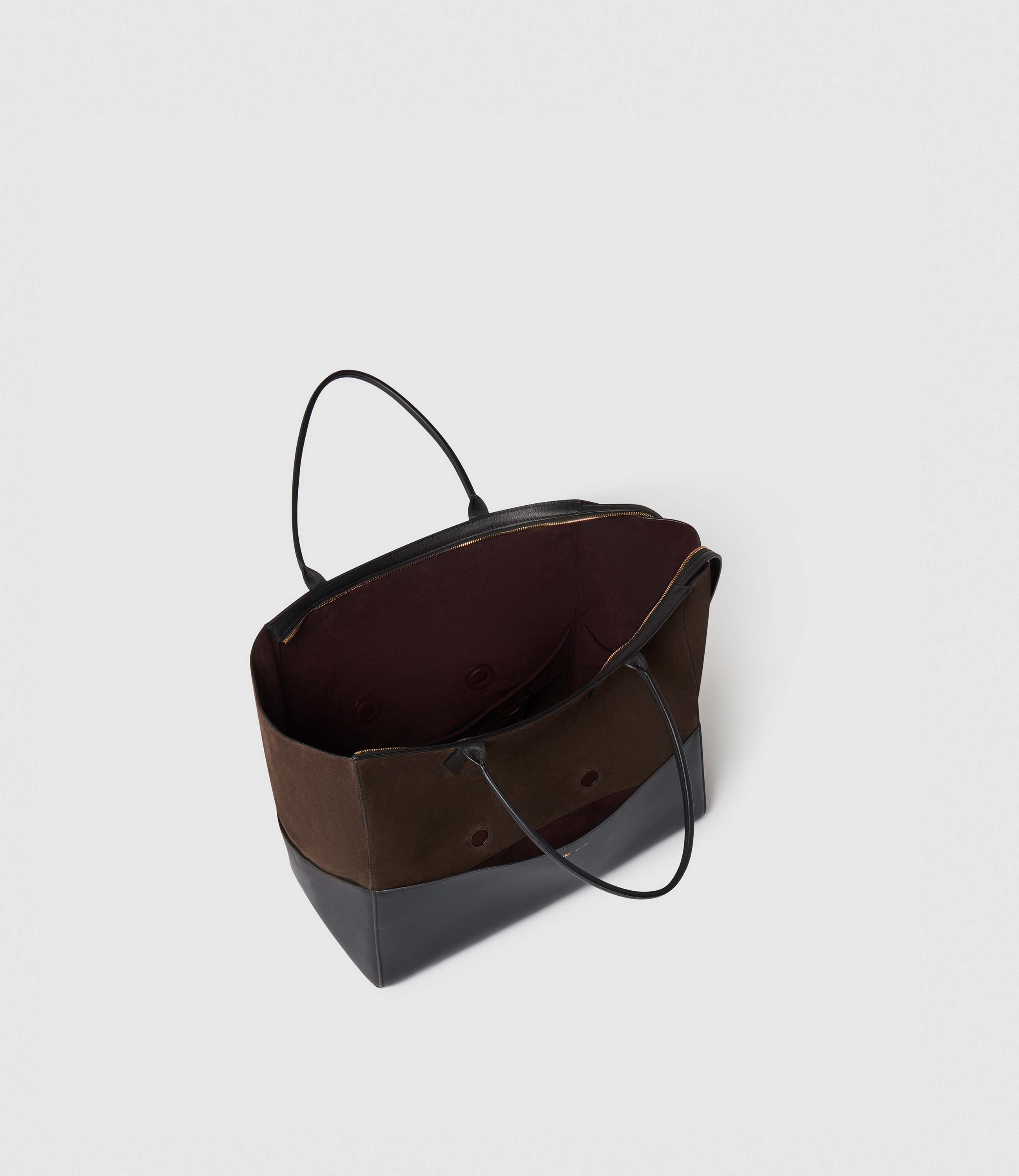 Metier - Incognito 36 Cabas Suede Chocolate and Atelier Calfskin Black - Image 3