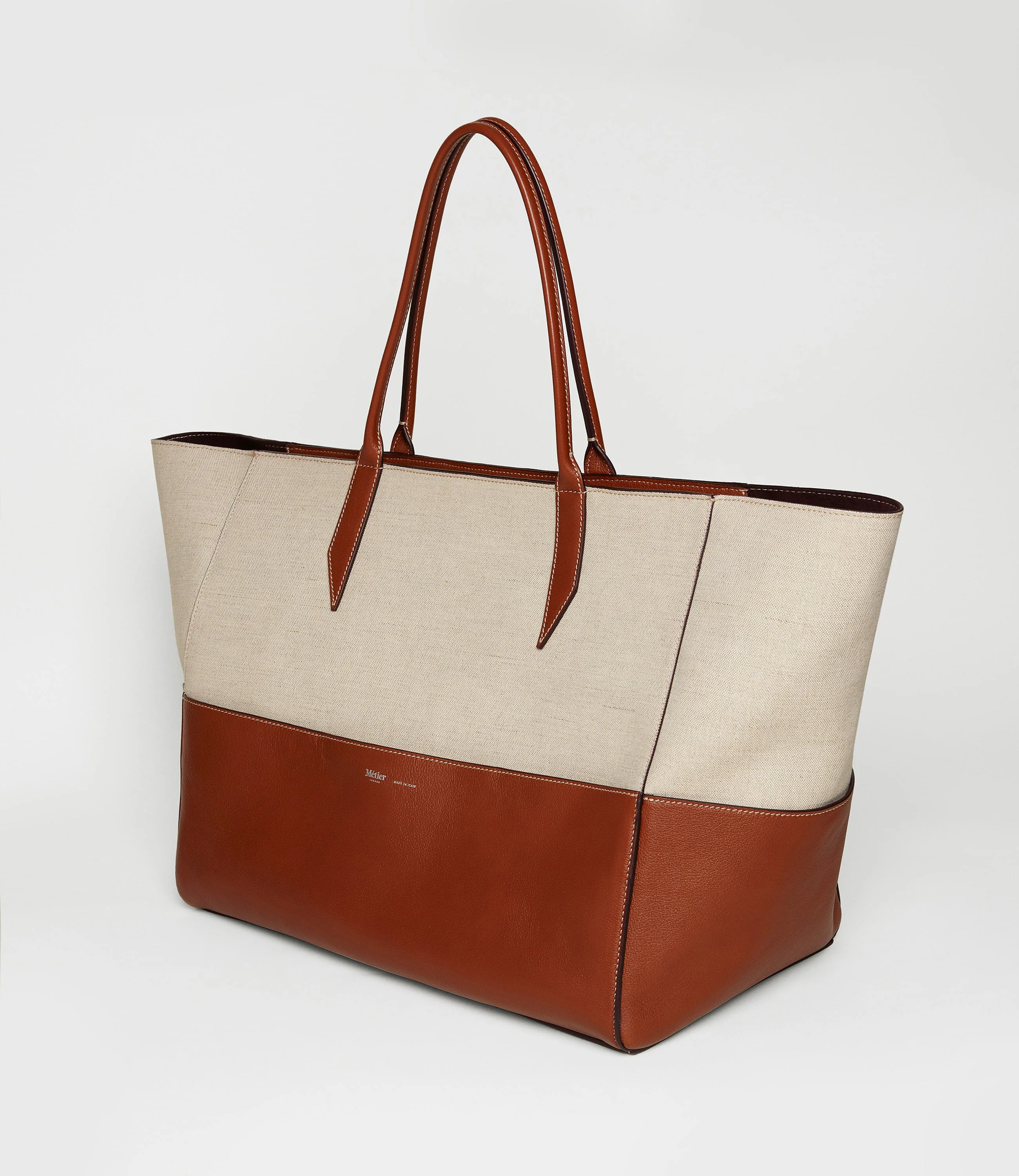 Metier - Incognito 42 Cabas Bag Natural Linen Cognac - Image 2