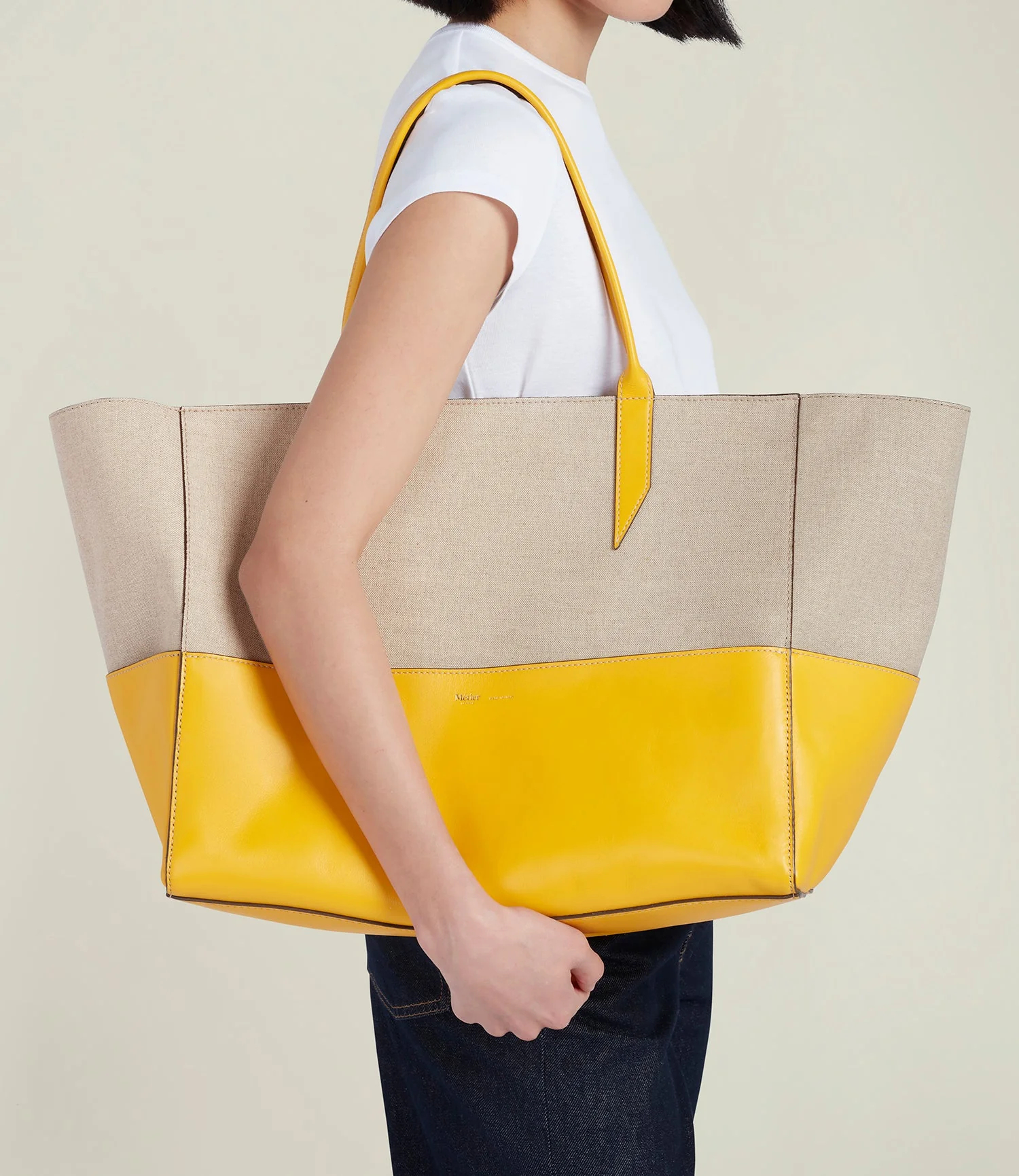 Metier - Incognito 42 Cabas Linen and Nappa Plongé Calfskin Izamal Yellow - Image 5