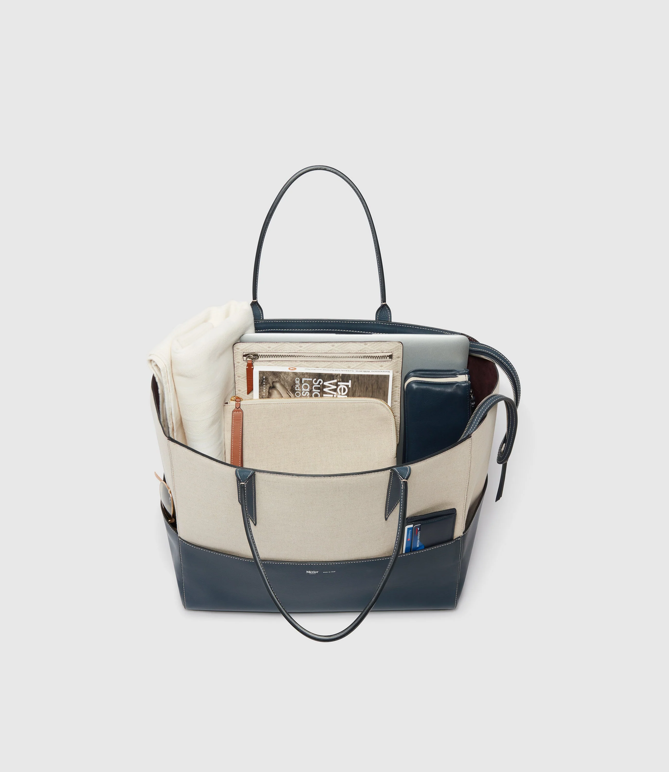 Metier - Incognito 42 Cabas Natural Linen Navy - Image 6
