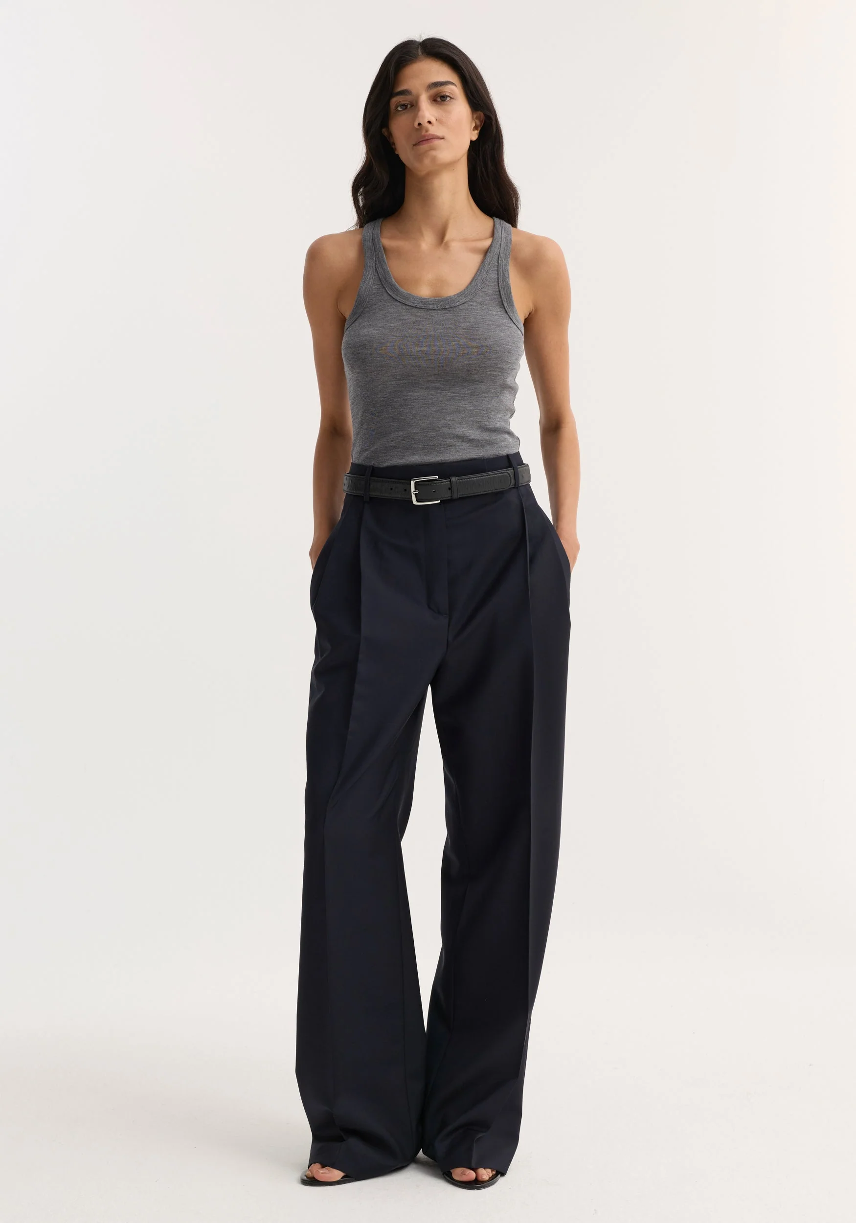 ROHE - Mid - waist tailored trousers | navy
