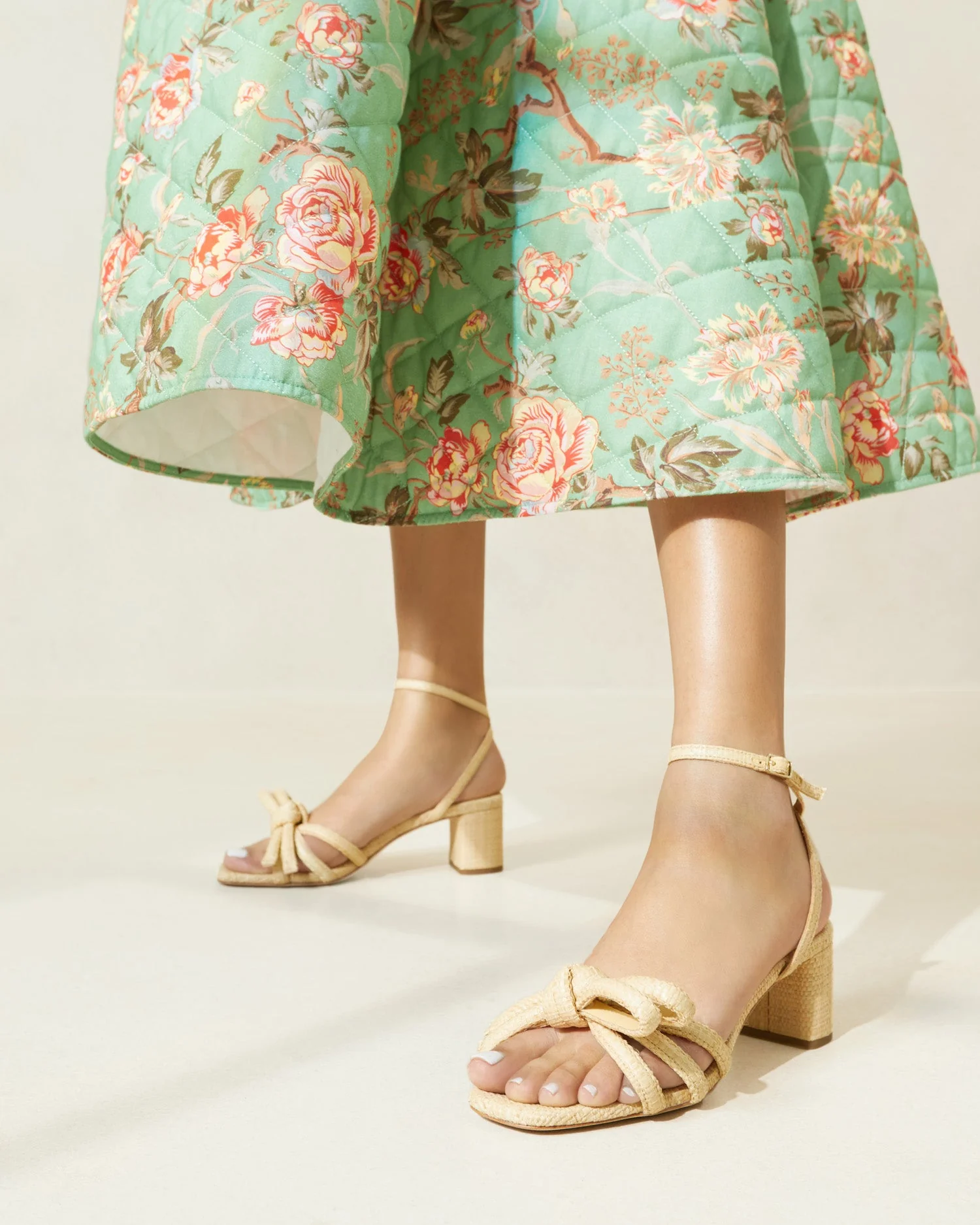 Loeffler Randall - Mikel Natural Bow Mid - Heel Sandal - Image 2