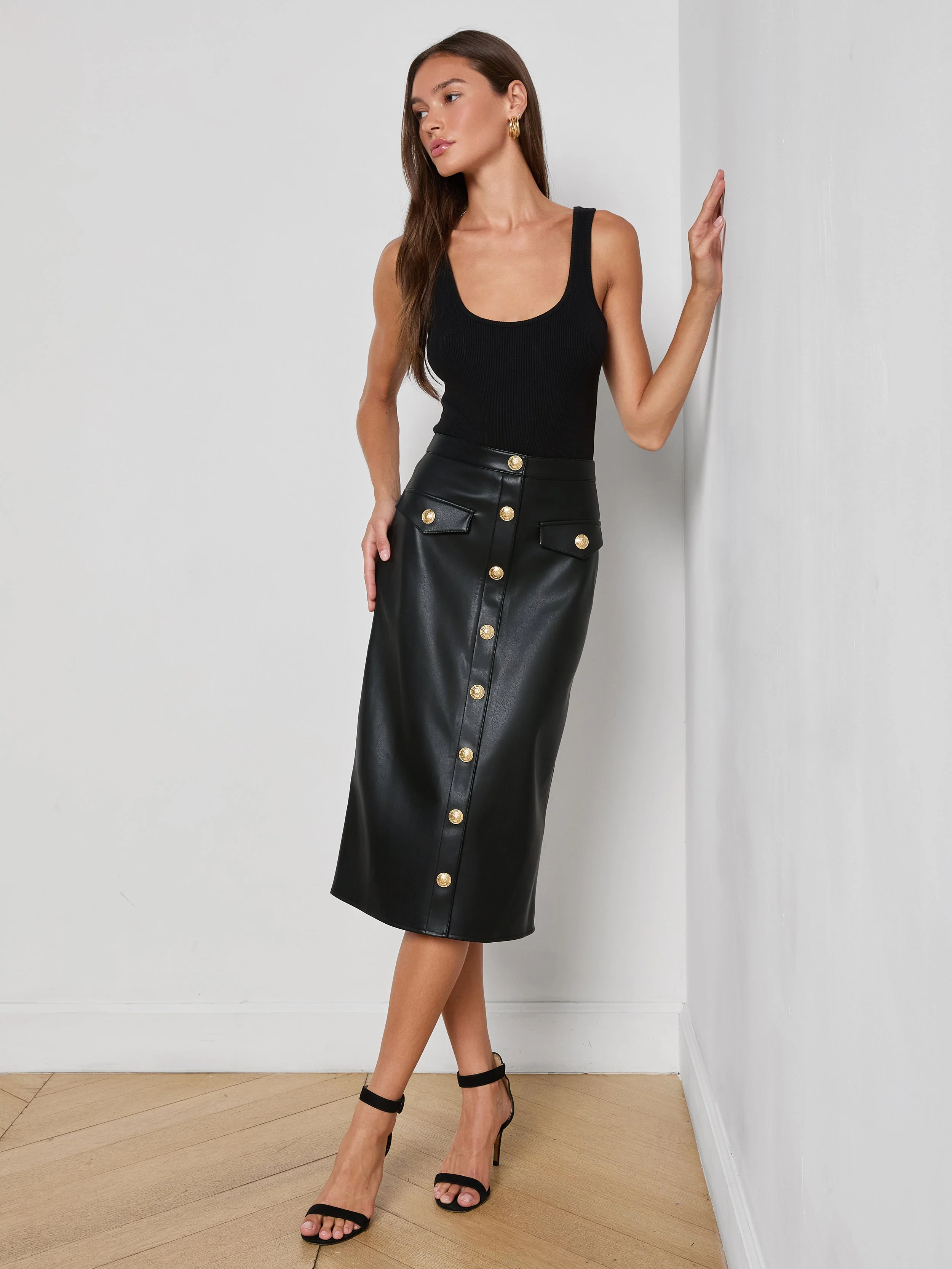L'AGENCE - Milann Vegan Leather Skirt - Image 11