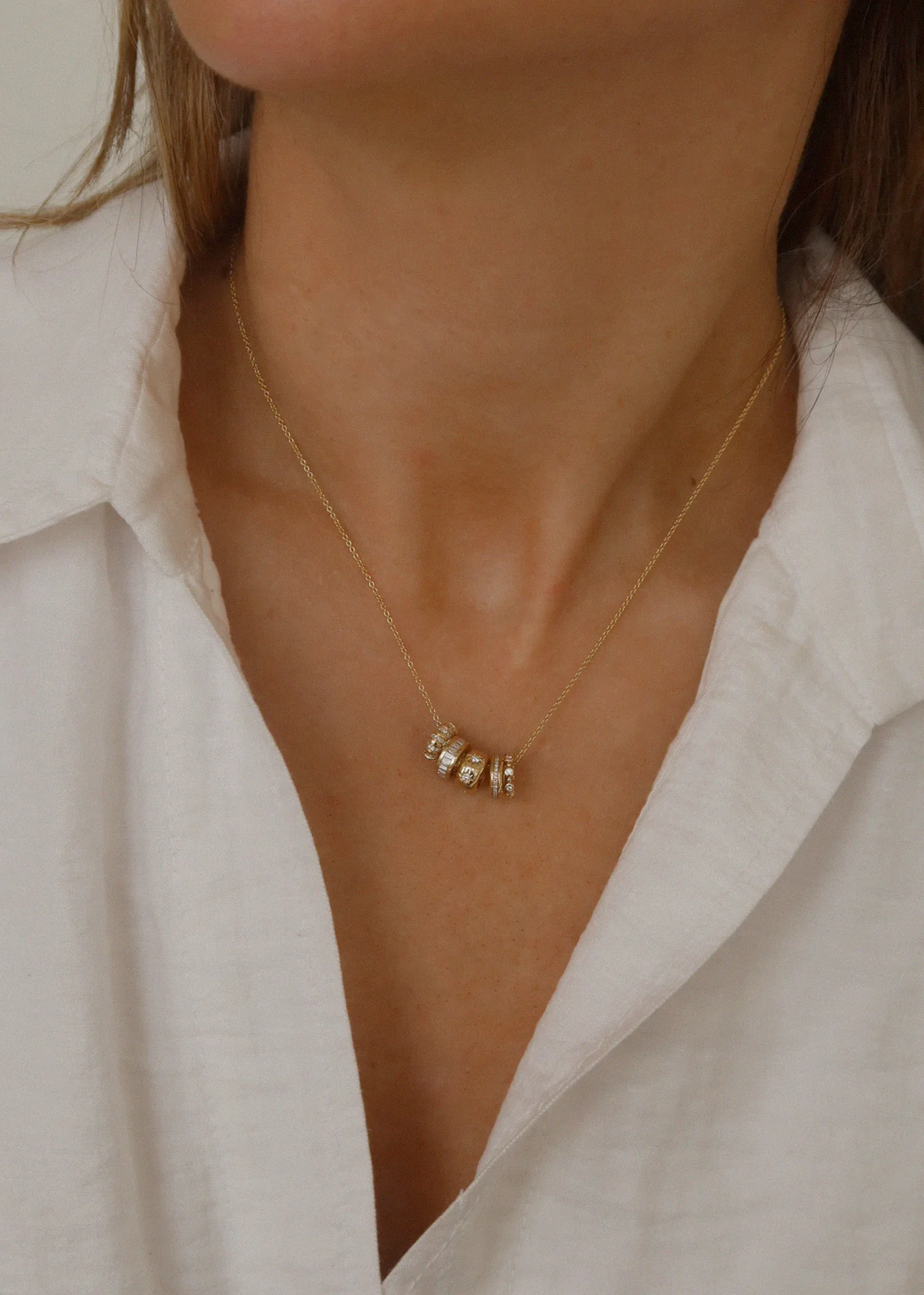 Kinn - Milestone Baguette Birthstone Charm Diamond Necklace - Image 2