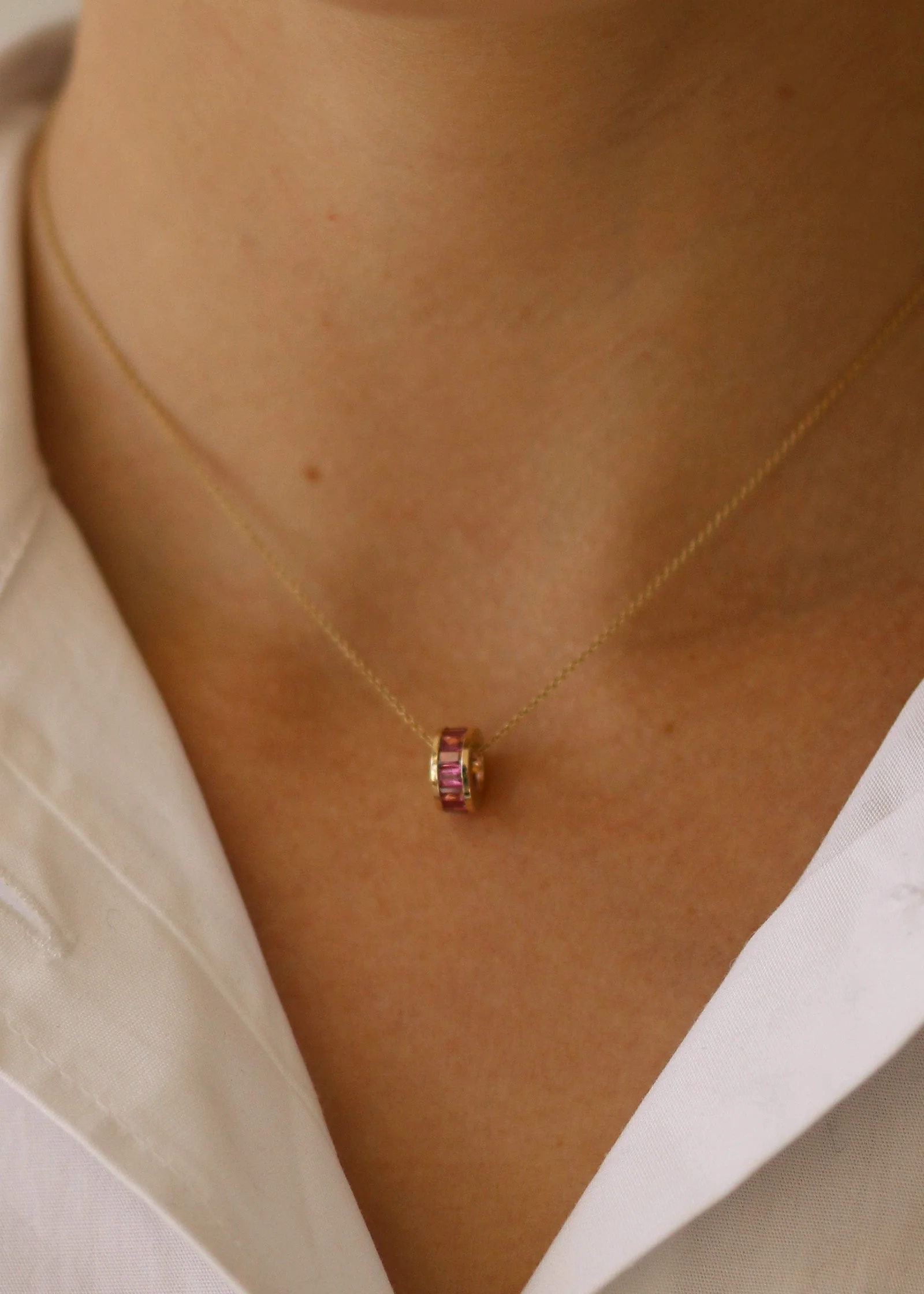 Kinn - Milestone Baguette Birthstone Charm Pink Tourmaline - Image 2