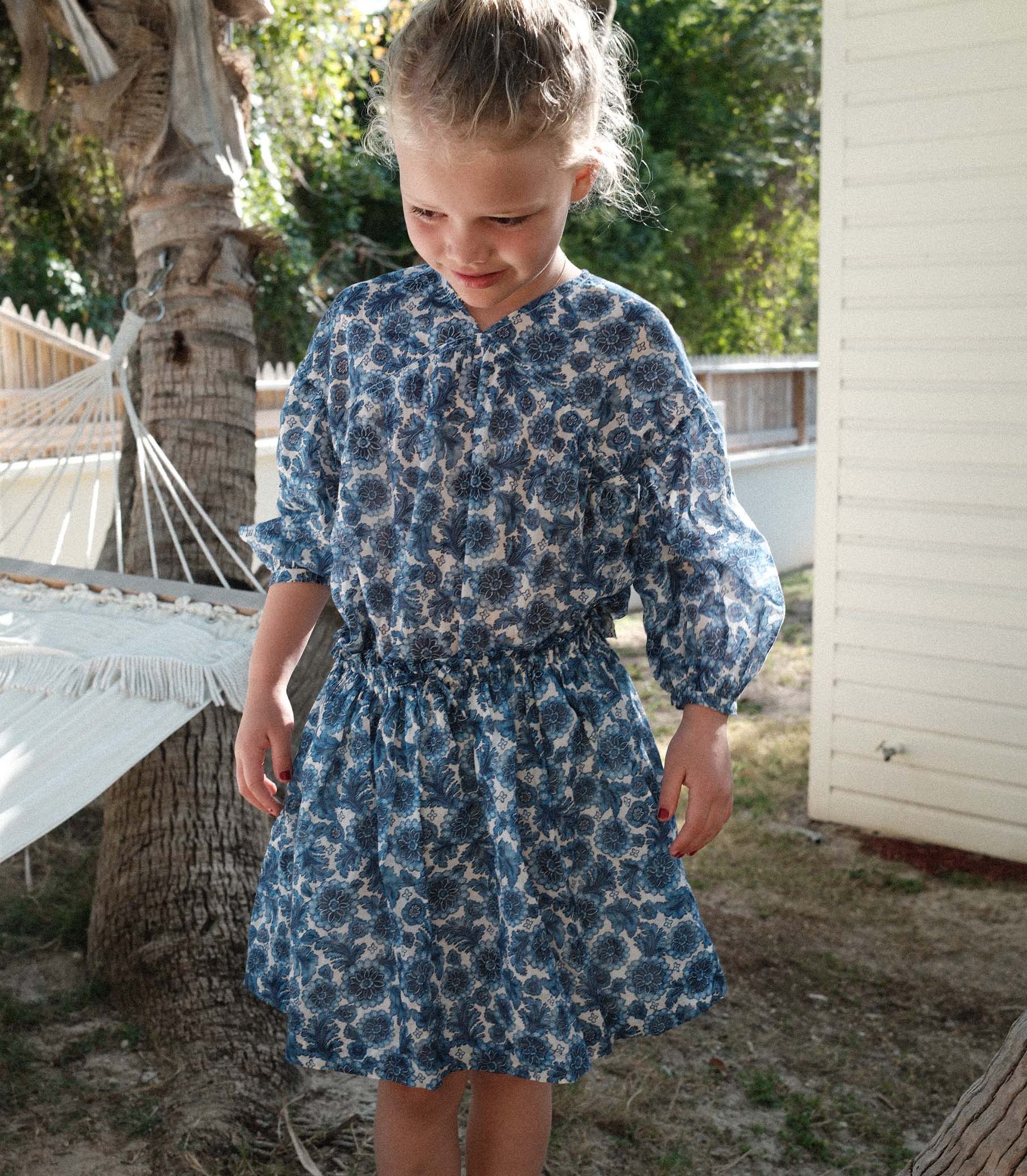 DÔEN - MILIANNE SKIRT -- BLEU SOLEIL FLEURIT - Image 2