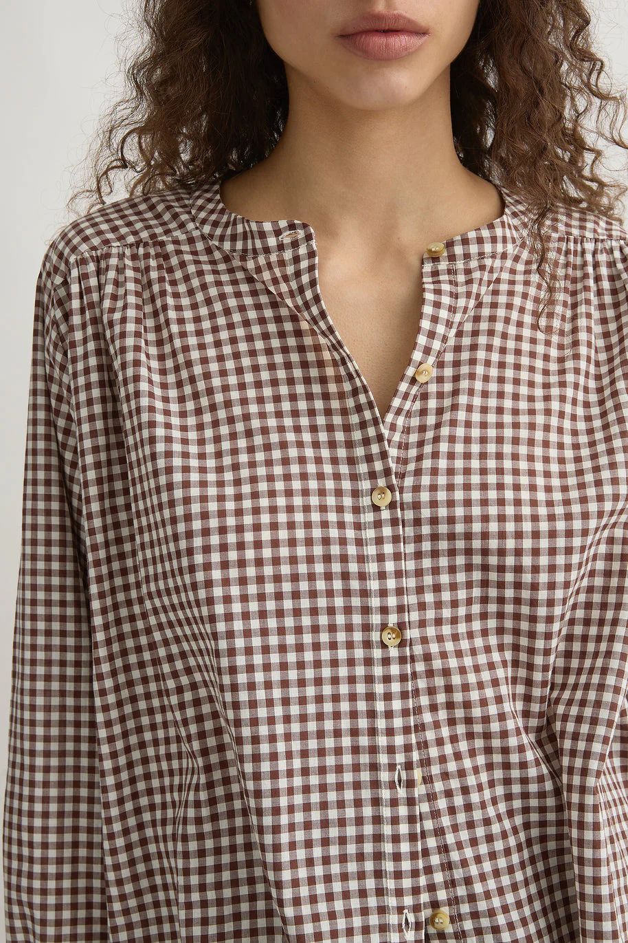 Posse - MIRA SHIRT - PETITE MOCHA GINGHAM - Image 6