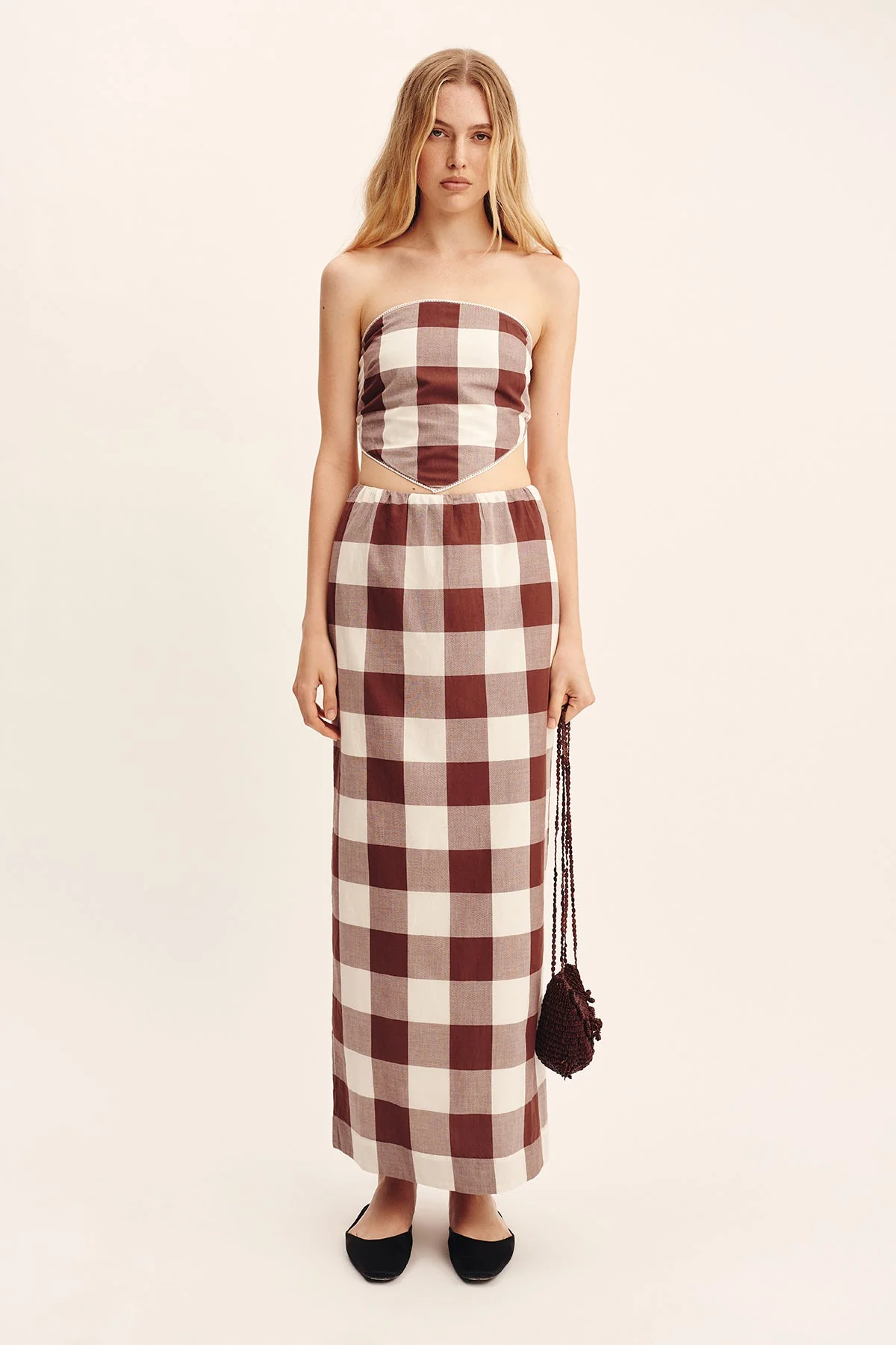 Posse - MIRA SKIRT - MOCHA GINGHAM - Image 6