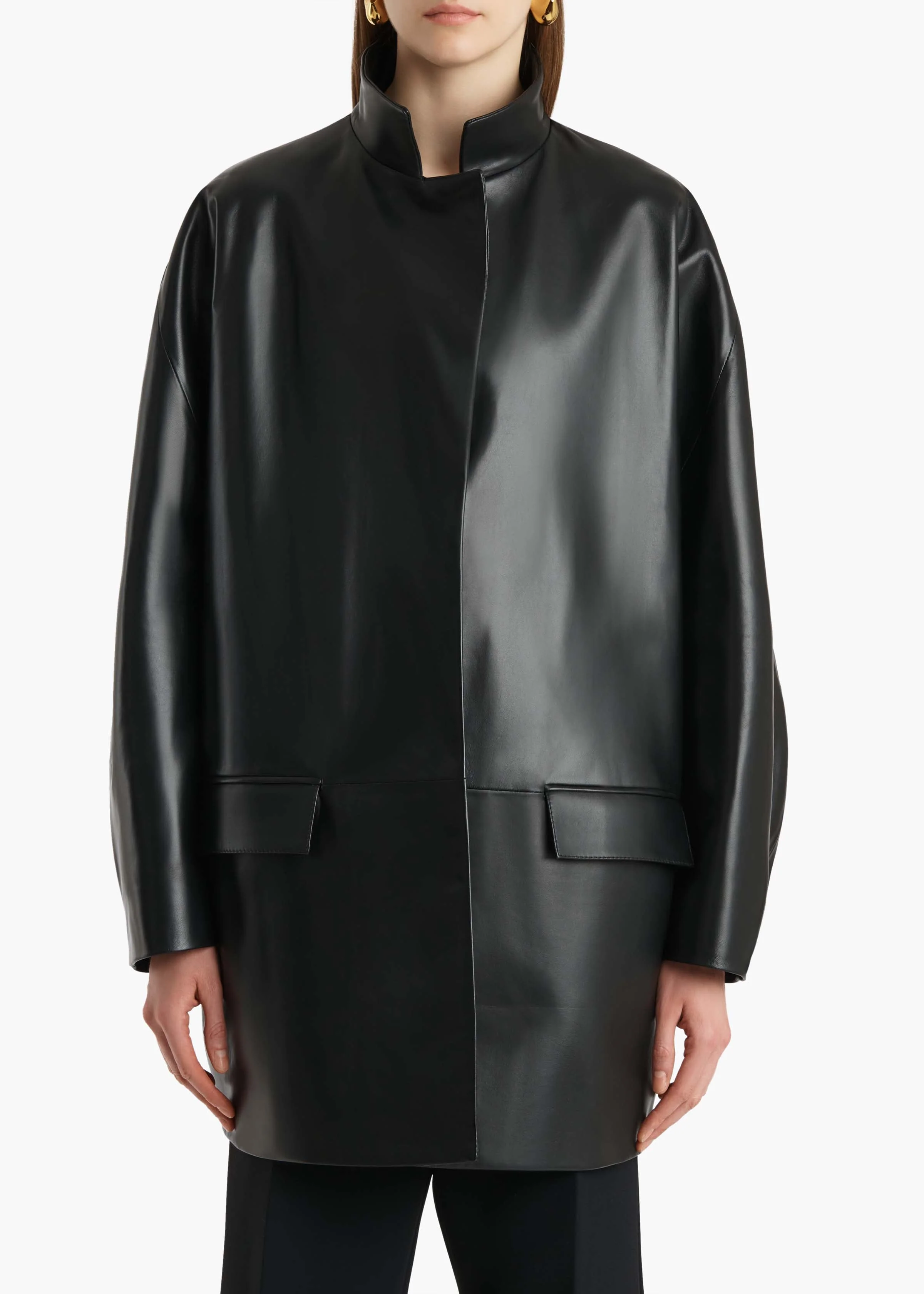 Khaite - Mura Coat in Black Leather - Image 3