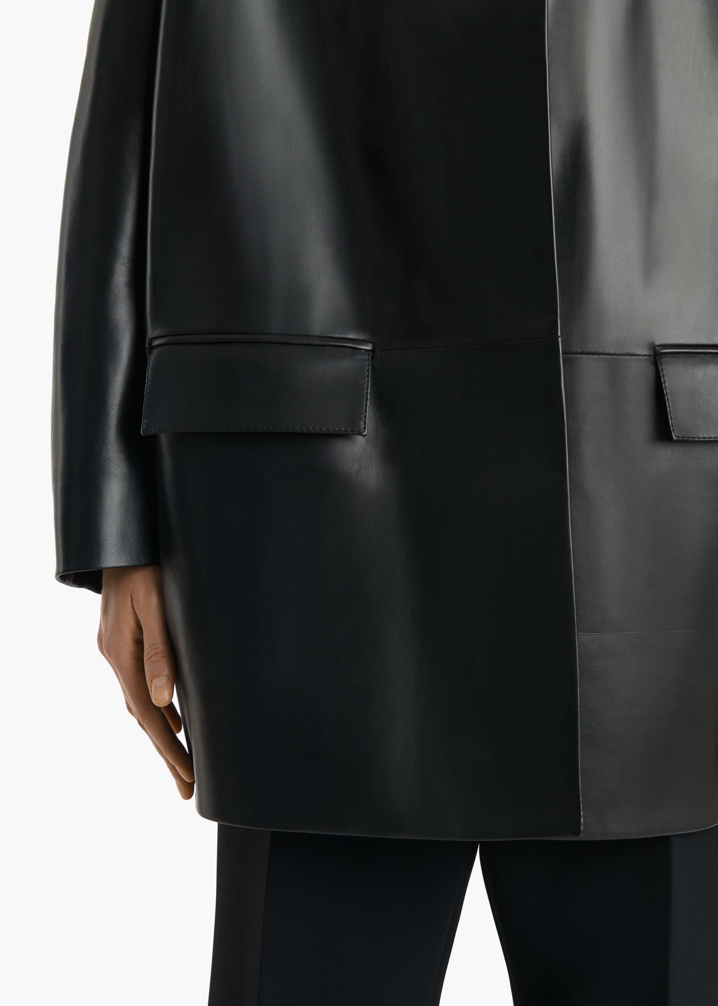 Khaite - Mura Coat in Black Leather - Image 5